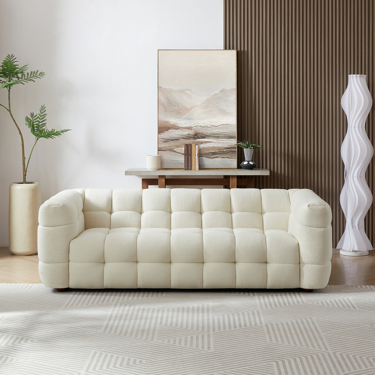 Mirage Modern Cream Boucle 3-Seater Sofa | MidinMod