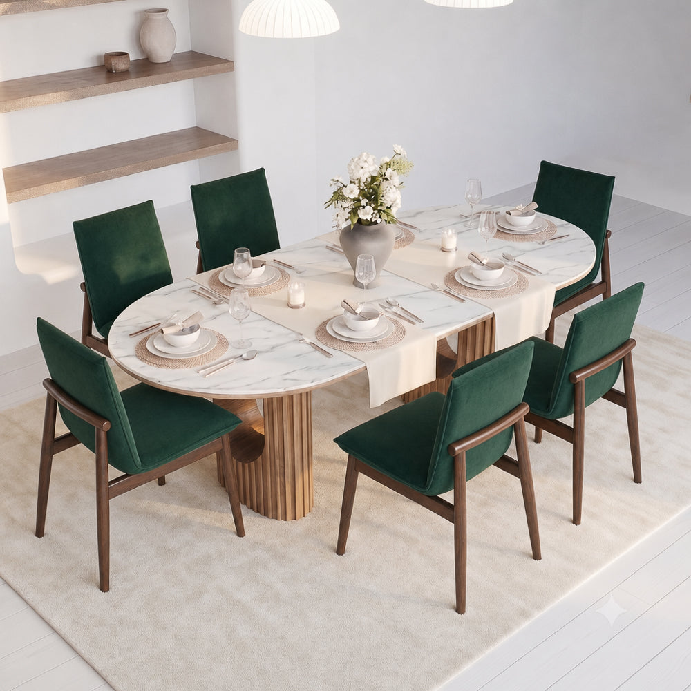 Moss Dark Green Velvet Dining Chairs | Mid-Century Side Chairs | MidinMod