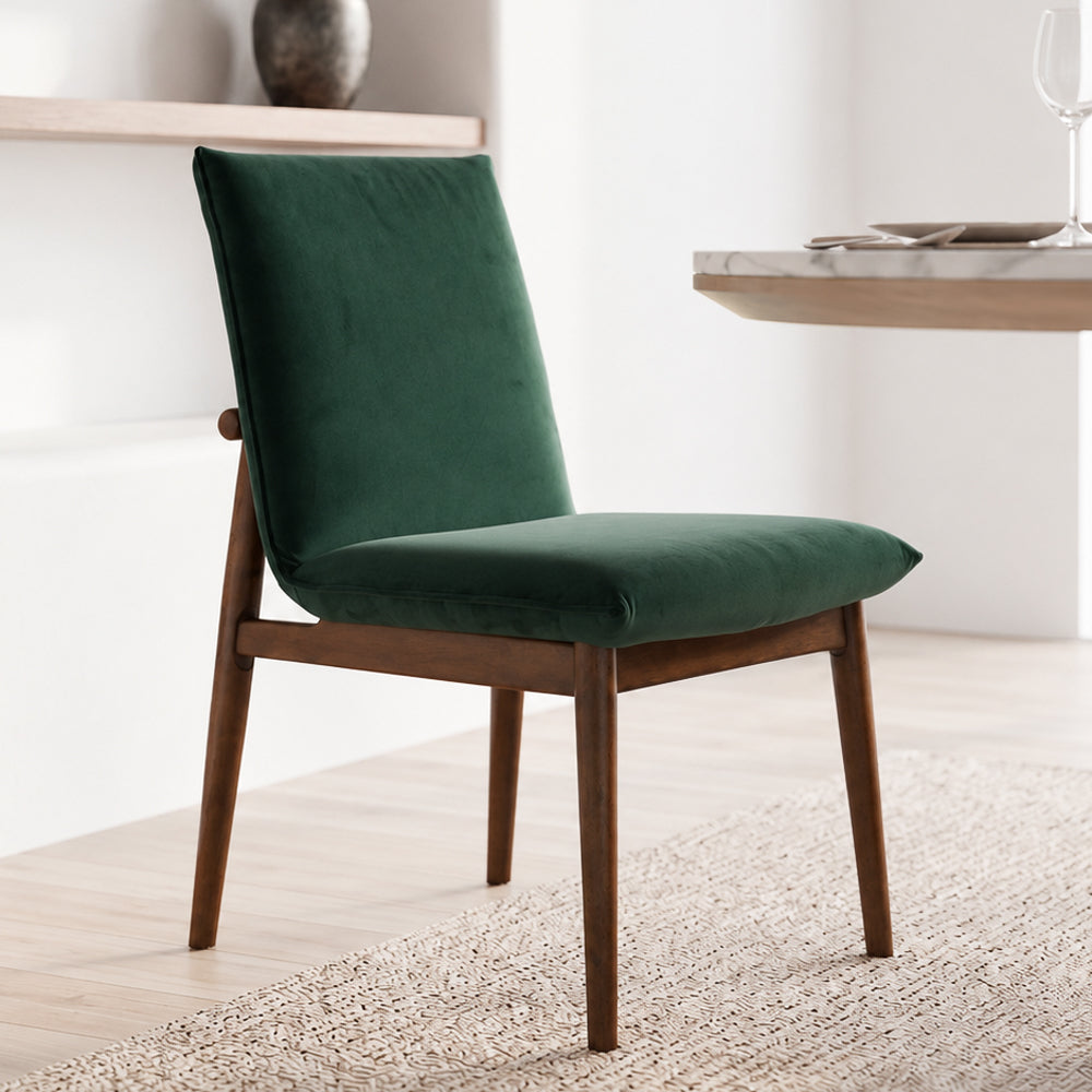 Moss Dark Green Velvet Dining Chairs | Mid-Century Side Chairs | MidinMod