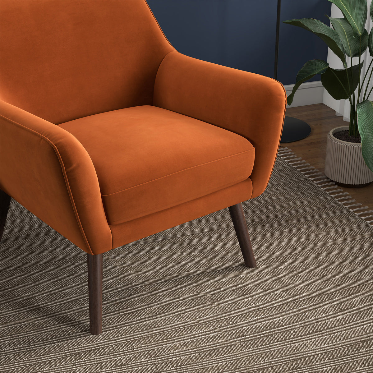Penny Orange Velvet Lounge Chair - MidinMod