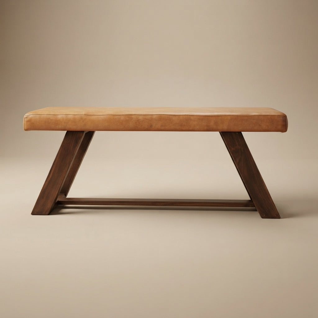 Pinrag Genuine Tan Leather Bench