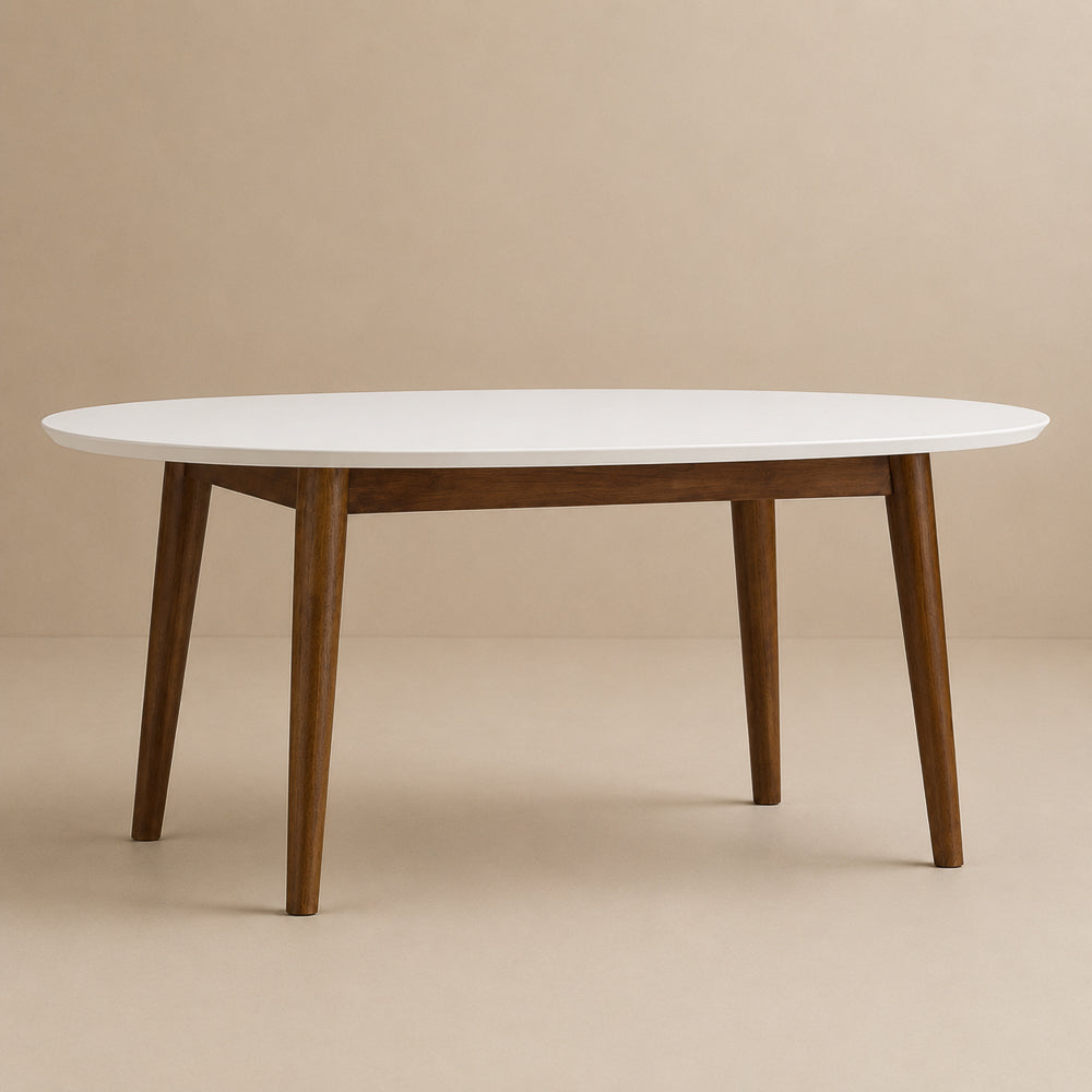 Rixos Solid Wood Oval Dining Table with White Top | MidinMod