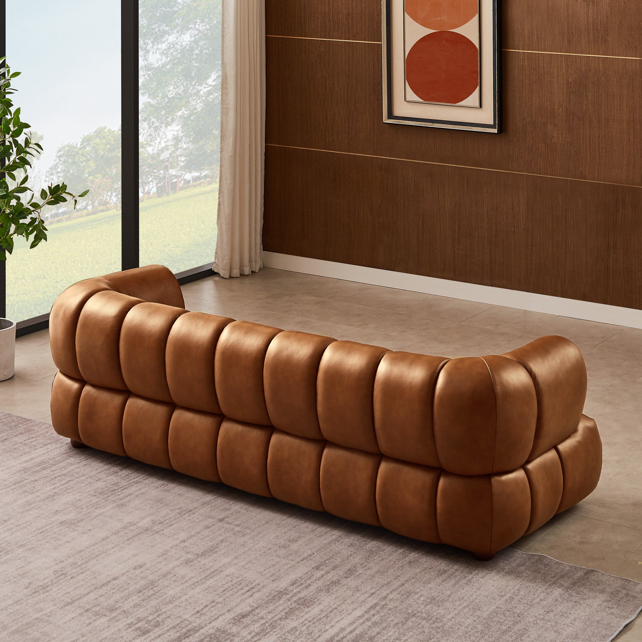 Rover Modern Cognac Top-Grain Leather Sofa | MidinMod