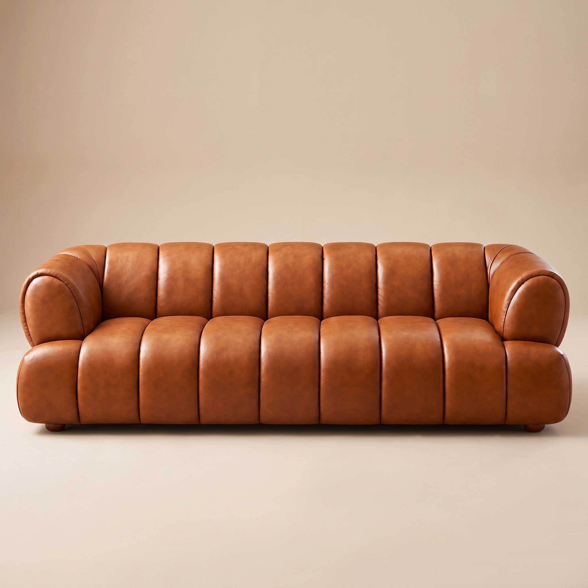 Rover Modern Cognac Top-Grain Leather Sofa | MidinMod