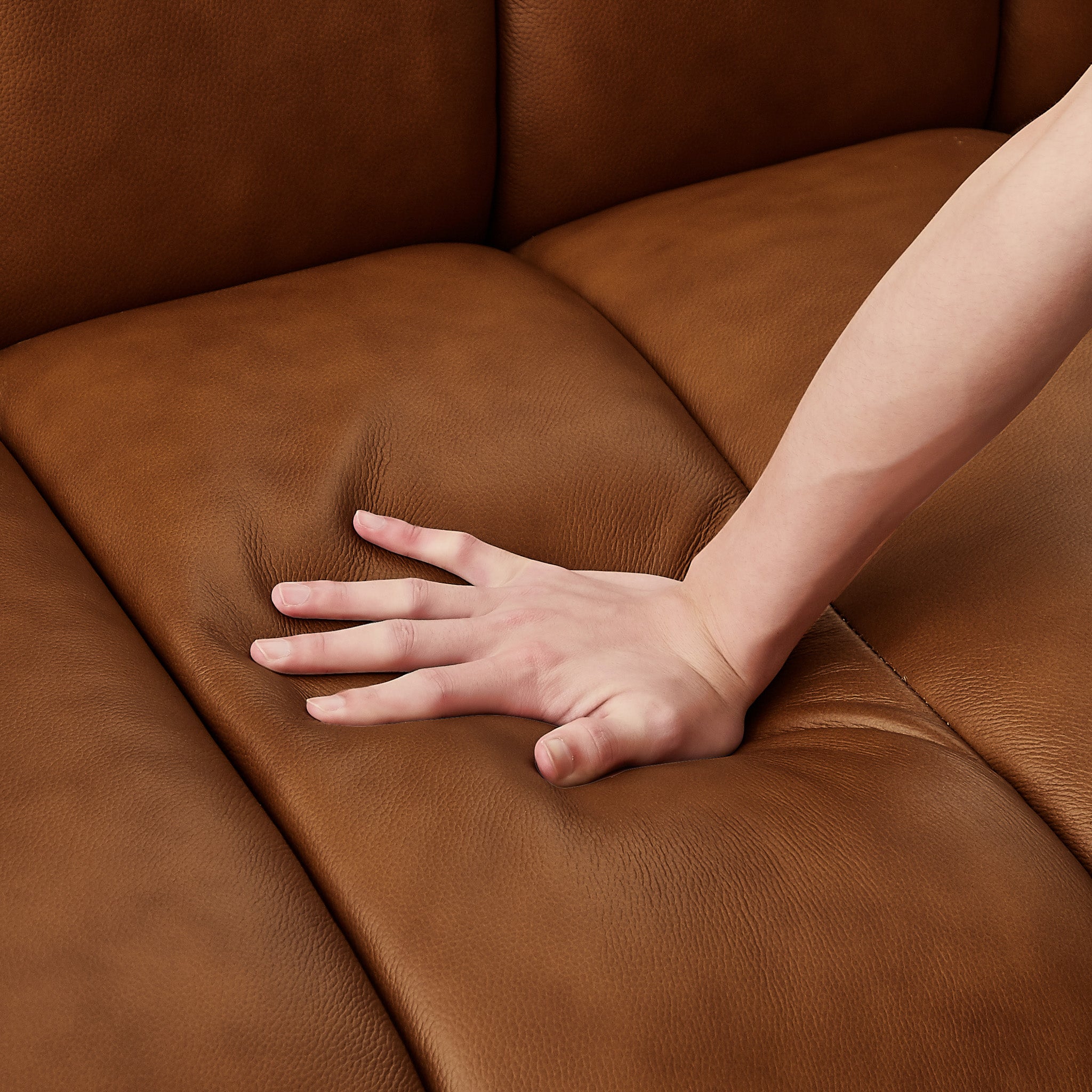 Rover Modern Cognac Top-Grain Leather Sofa | MidinMod