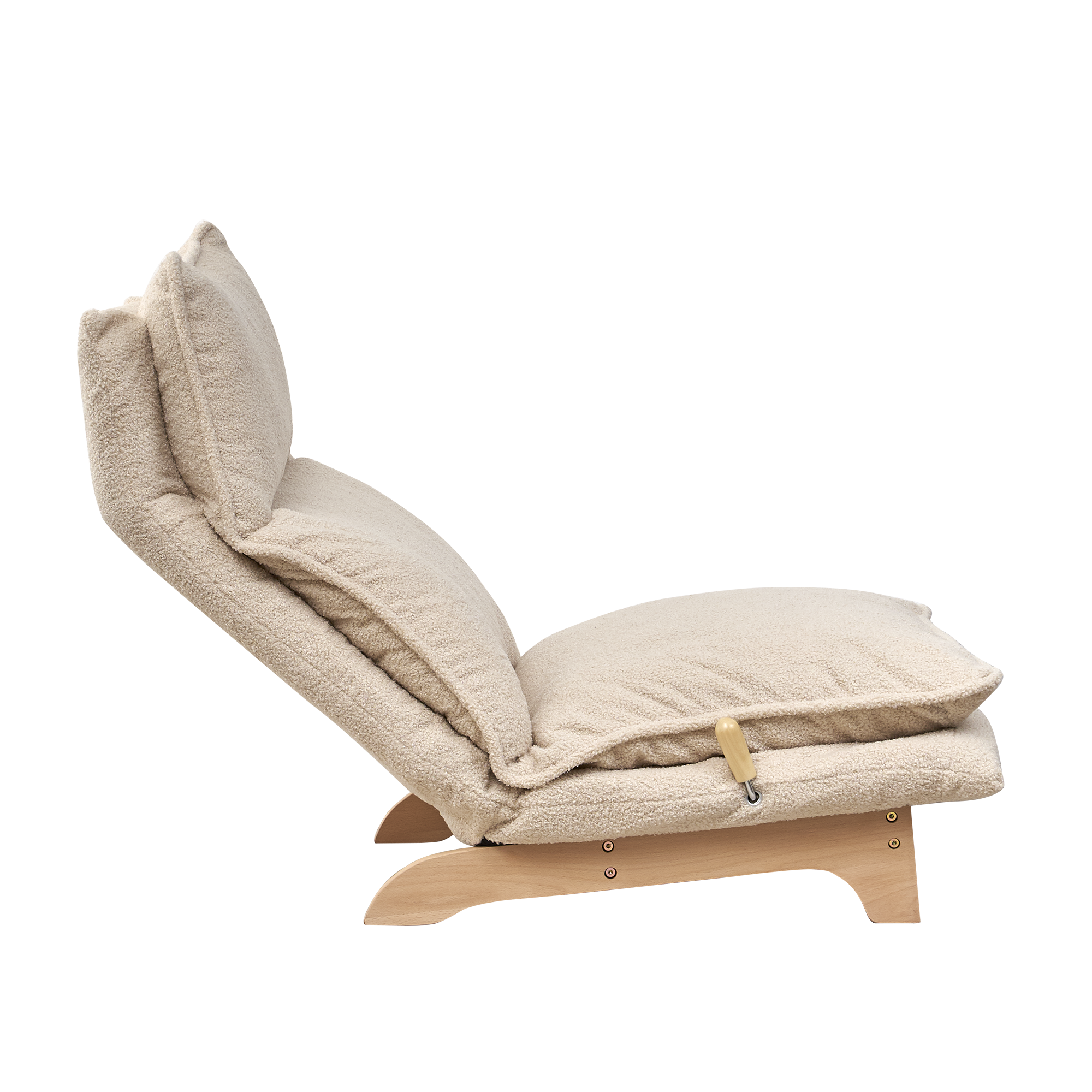Sanem Beige Metal Folding Sofa Bed Chair with Adjustable Recline and Cotton Filling - MidinMod