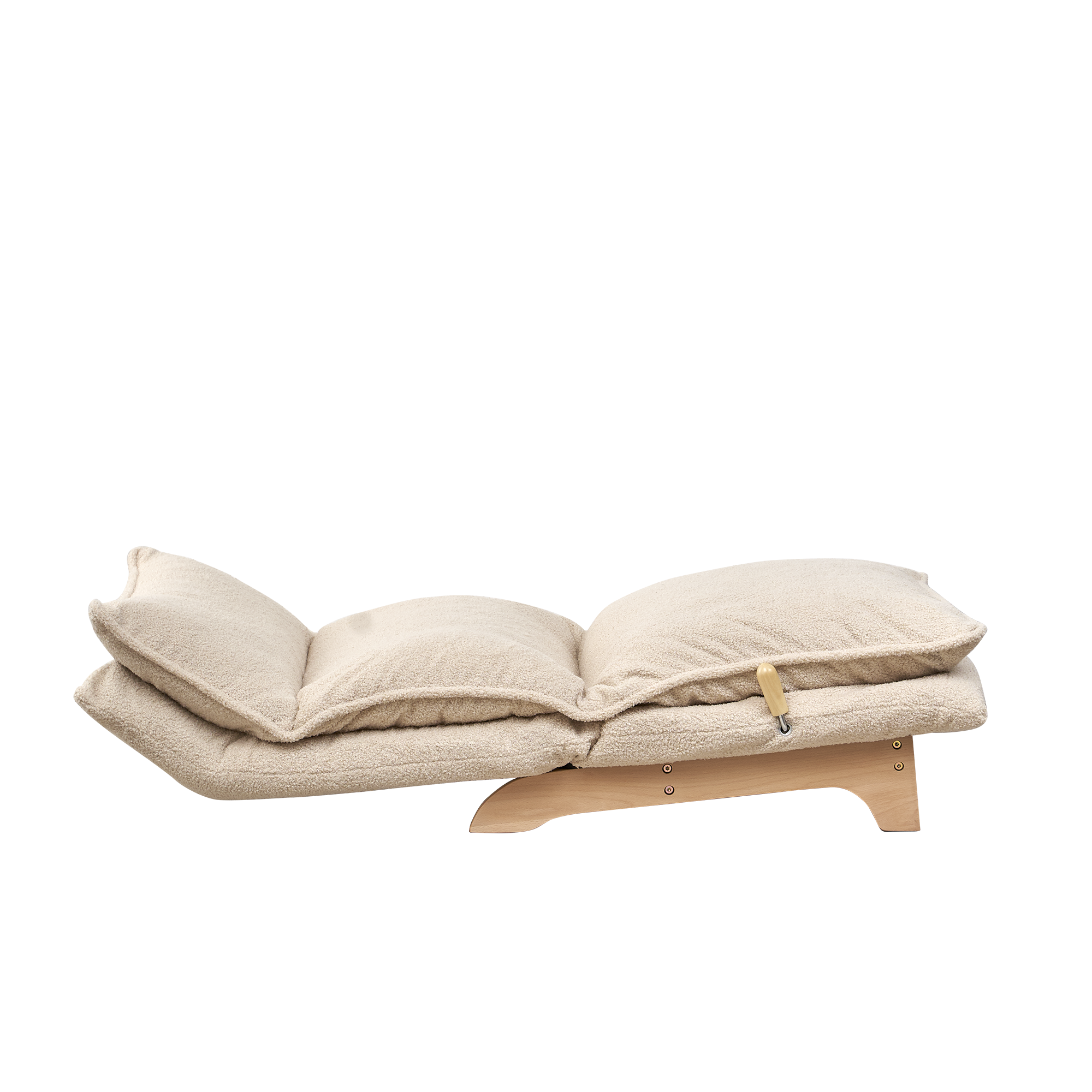Sanem Beige Metal Folding Sofa Bed Chair with Adjustable Recline and Cotton Filling - MidinMod