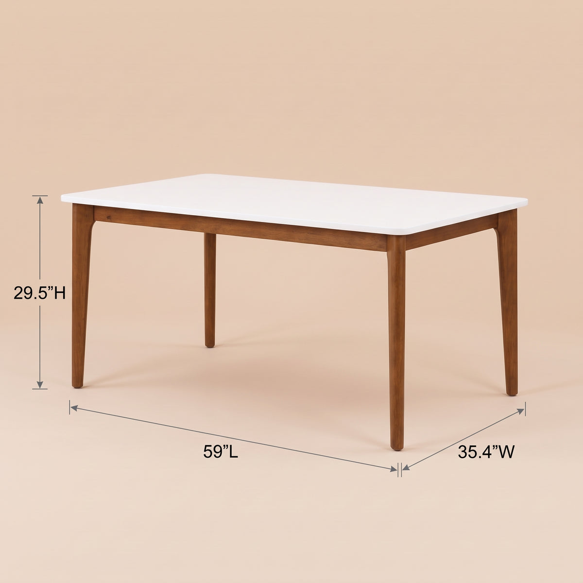 Selena 59-Inch Modern White & Walnut Solid Wood Dining Table | MidinMod