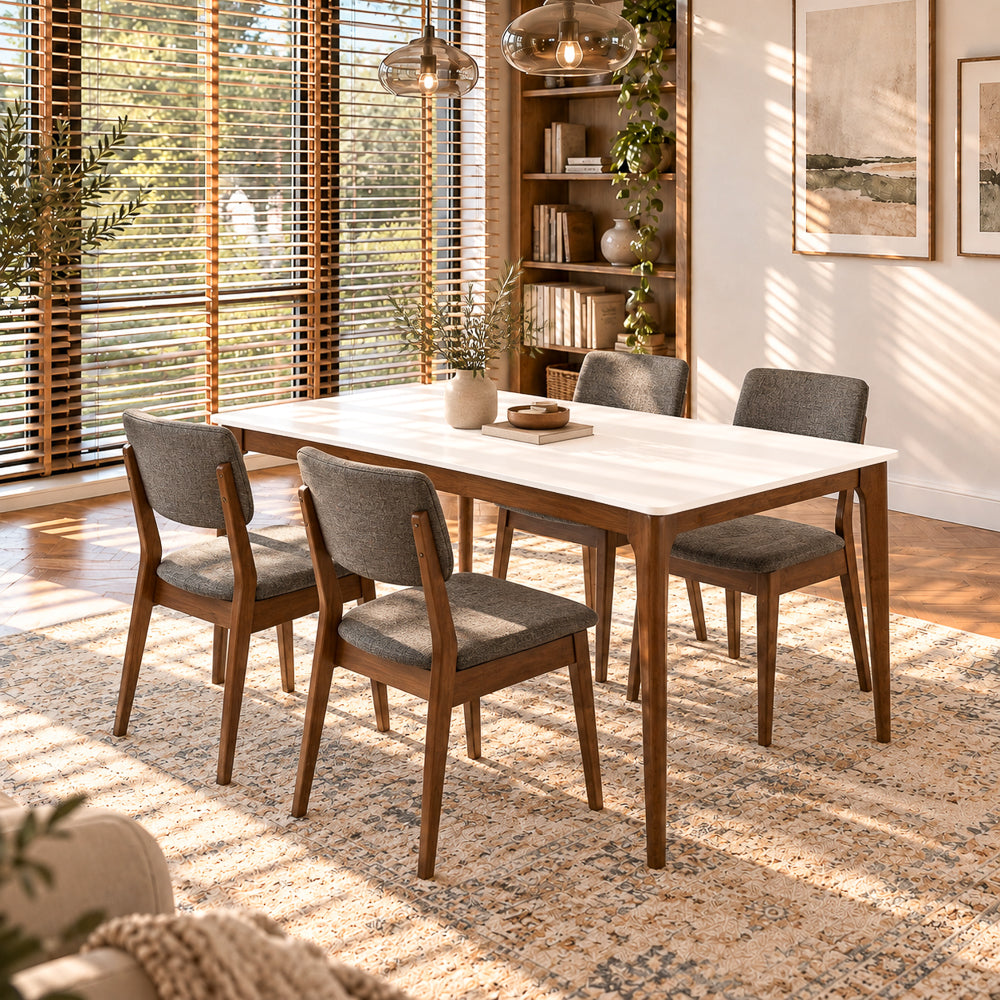 Selena 59-Inch Modern White & Walnut Solid Wood Dining Table | MidinMod