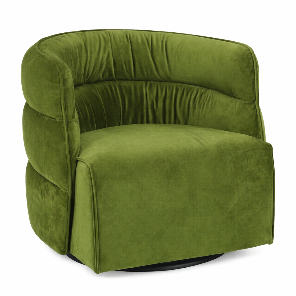 Shamrock Mid-Century Modern Green Velvet Swivel Chair | MidinMod