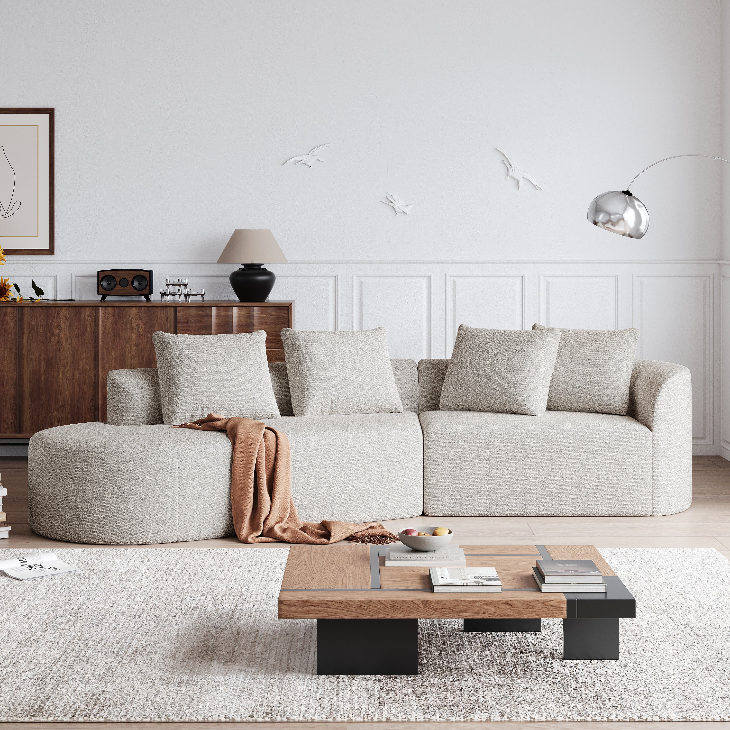 Simi Khaki Chenille 4-Seat Sofa with Luxurious Comfort and Modern Design - MidinMod
