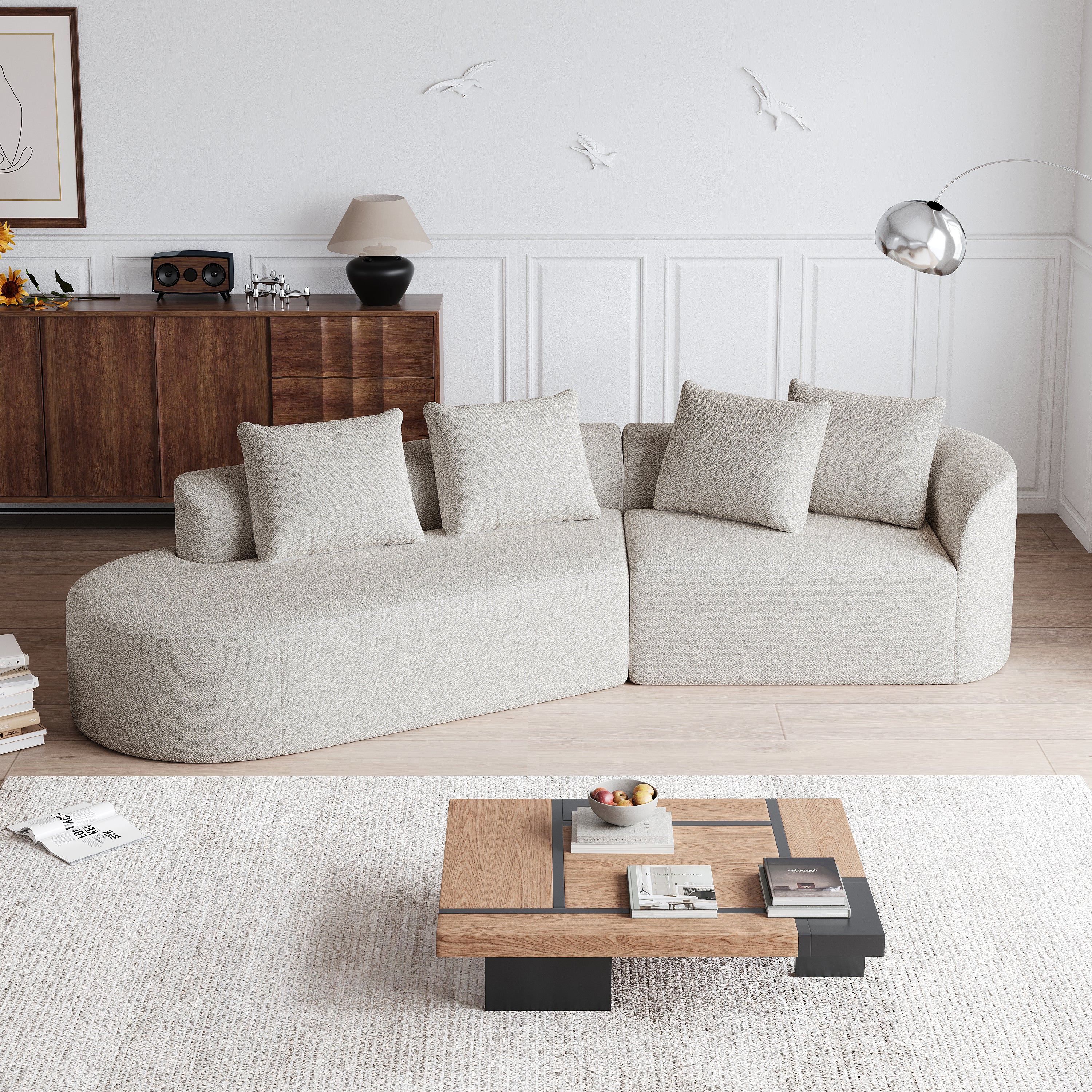 Simi Khaki Chenille 4-Seat Sofa with Luxurious Comfort and Modern Design - MidinMod