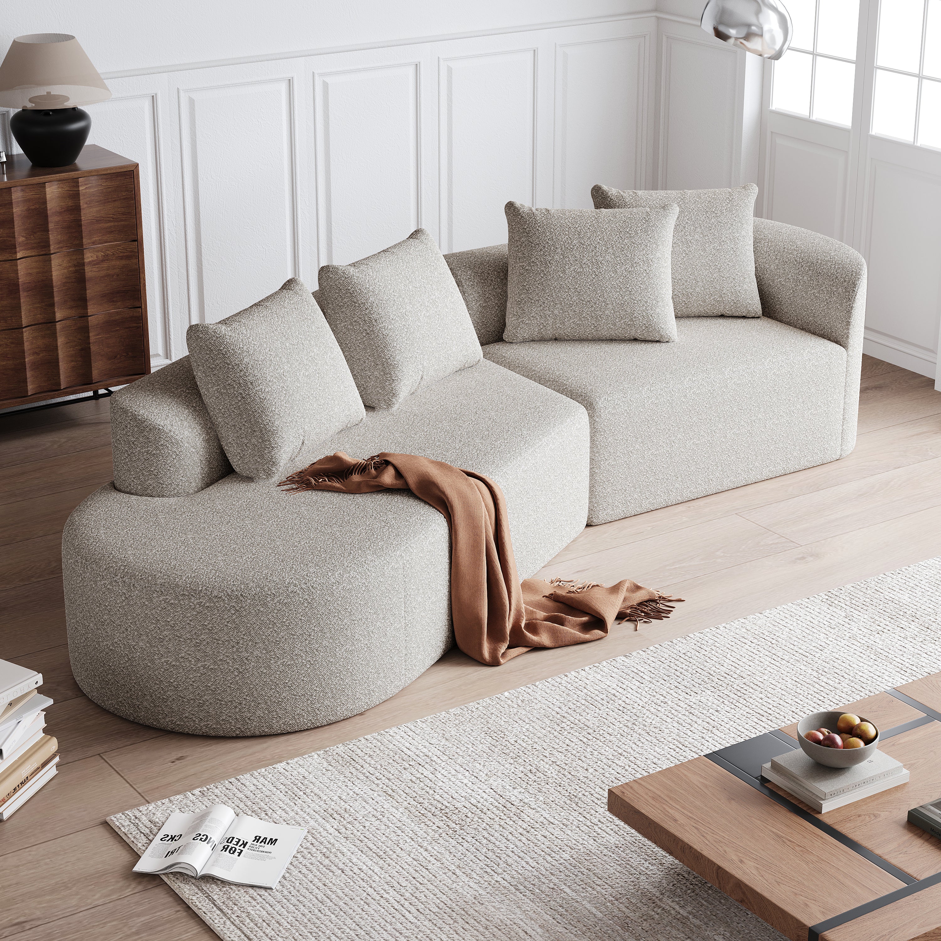 Simi Khaki Chenille 4-Seat Sofa with Luxurious Comfort and Modern Design - MidinMod