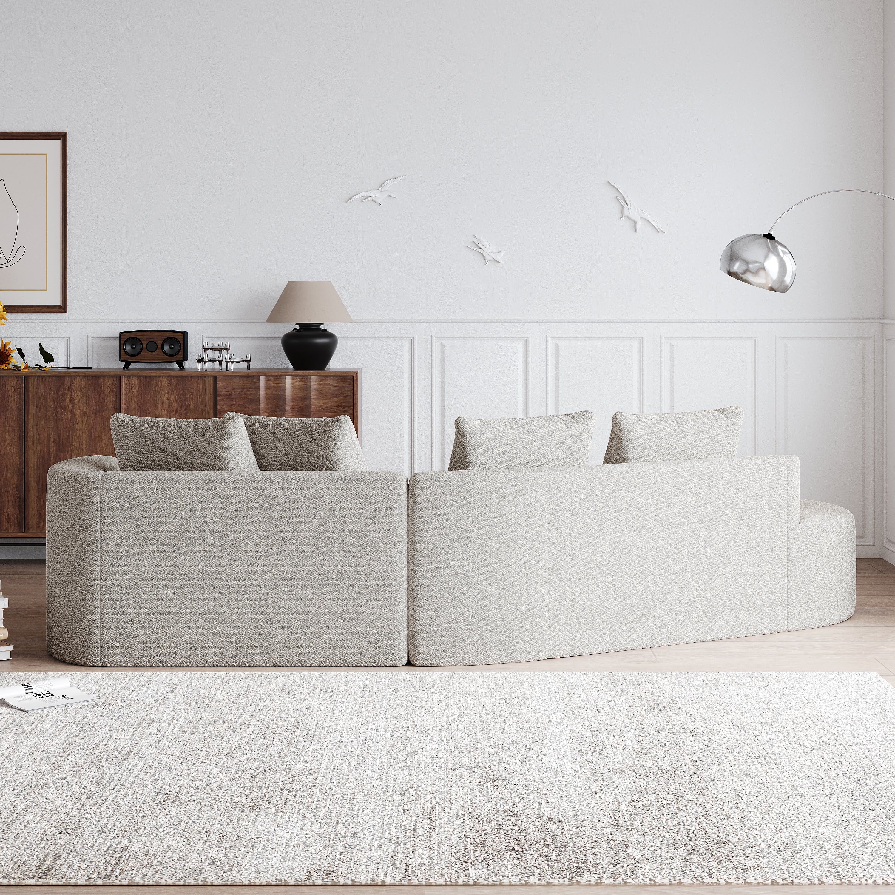 Simi Khaki Chenille 4-Seat Sofa with Luxurious Comfort and Modern Design - MidinMod