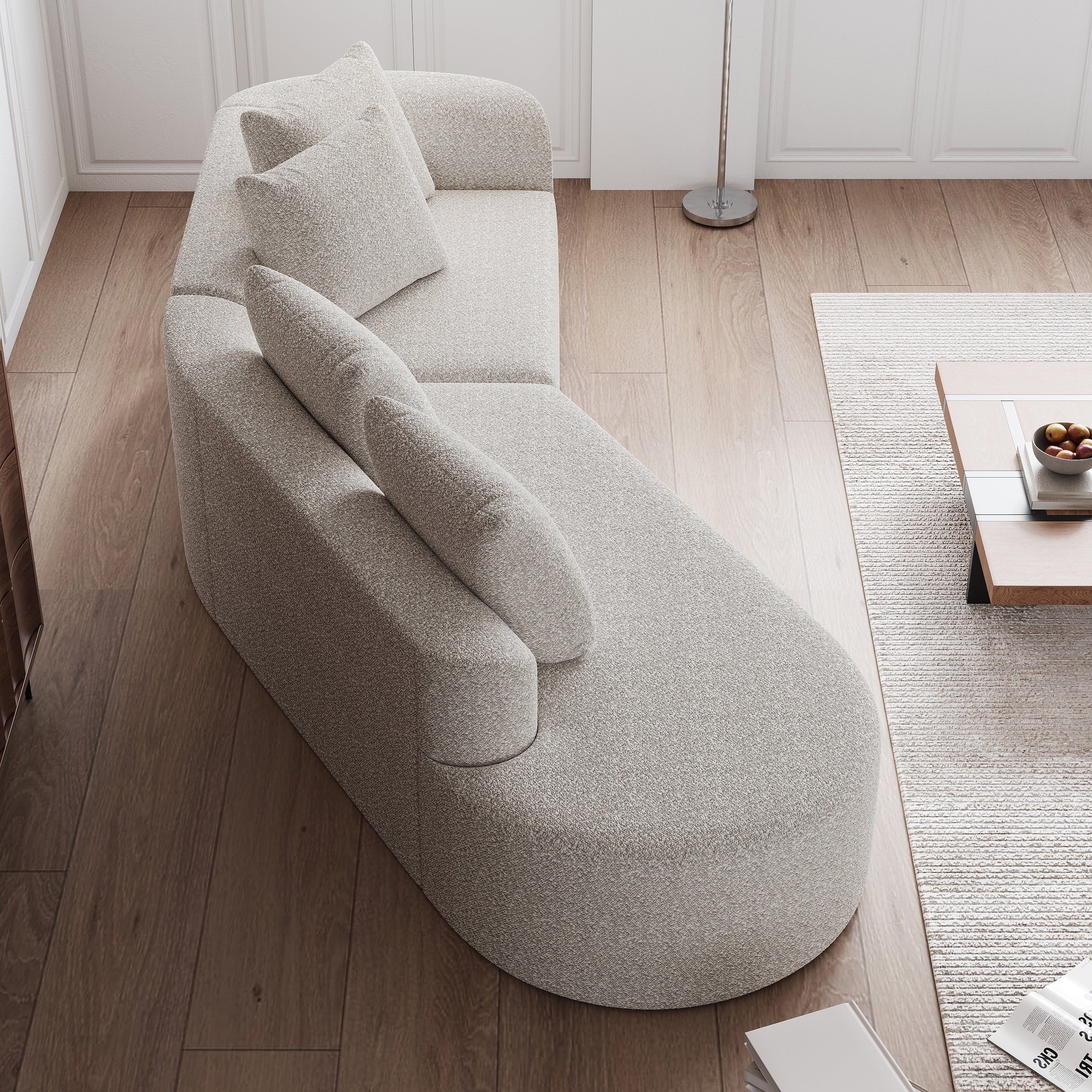 Simi Khaki Chenille 4-Seat Sofa with Luxurious Comfort and Modern Design - MidinMod