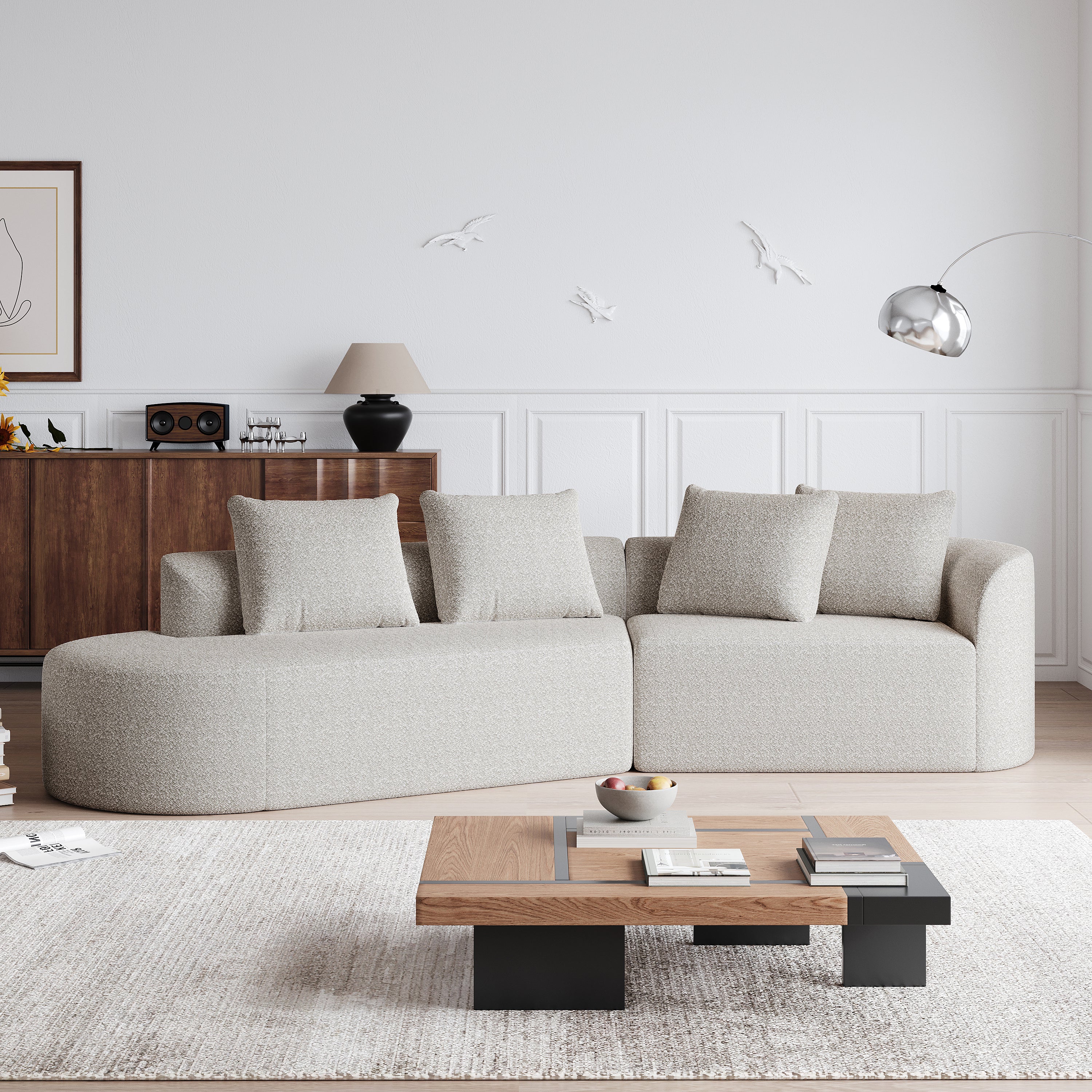 Simi Khaki Chenille 4-Seat Sofa with Luxurious Comfort and Modern Design - MidinMod