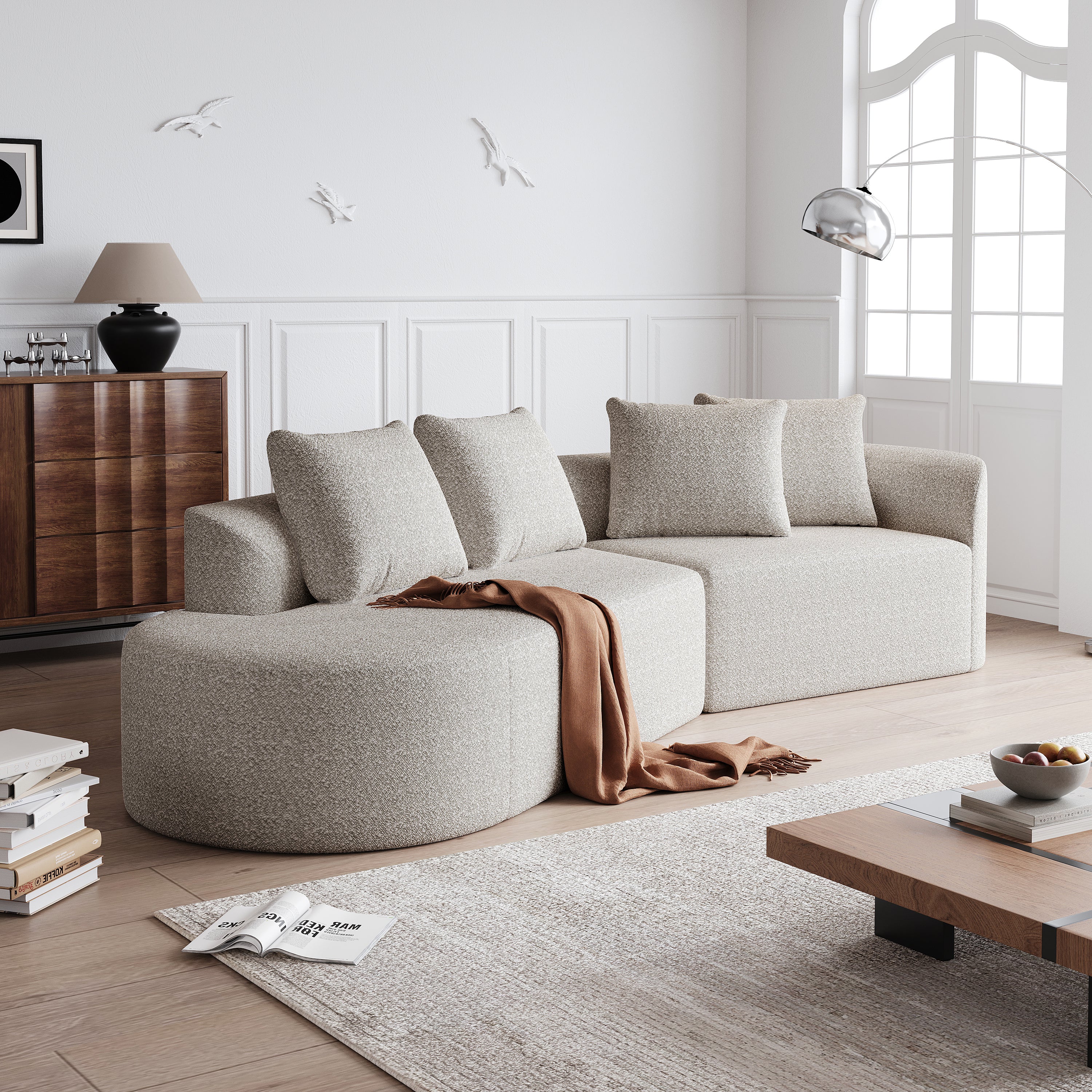 Simi Khaki Chenille 4-Seat Sofa with Luxurious Comfort and Modern Design - MidinMod