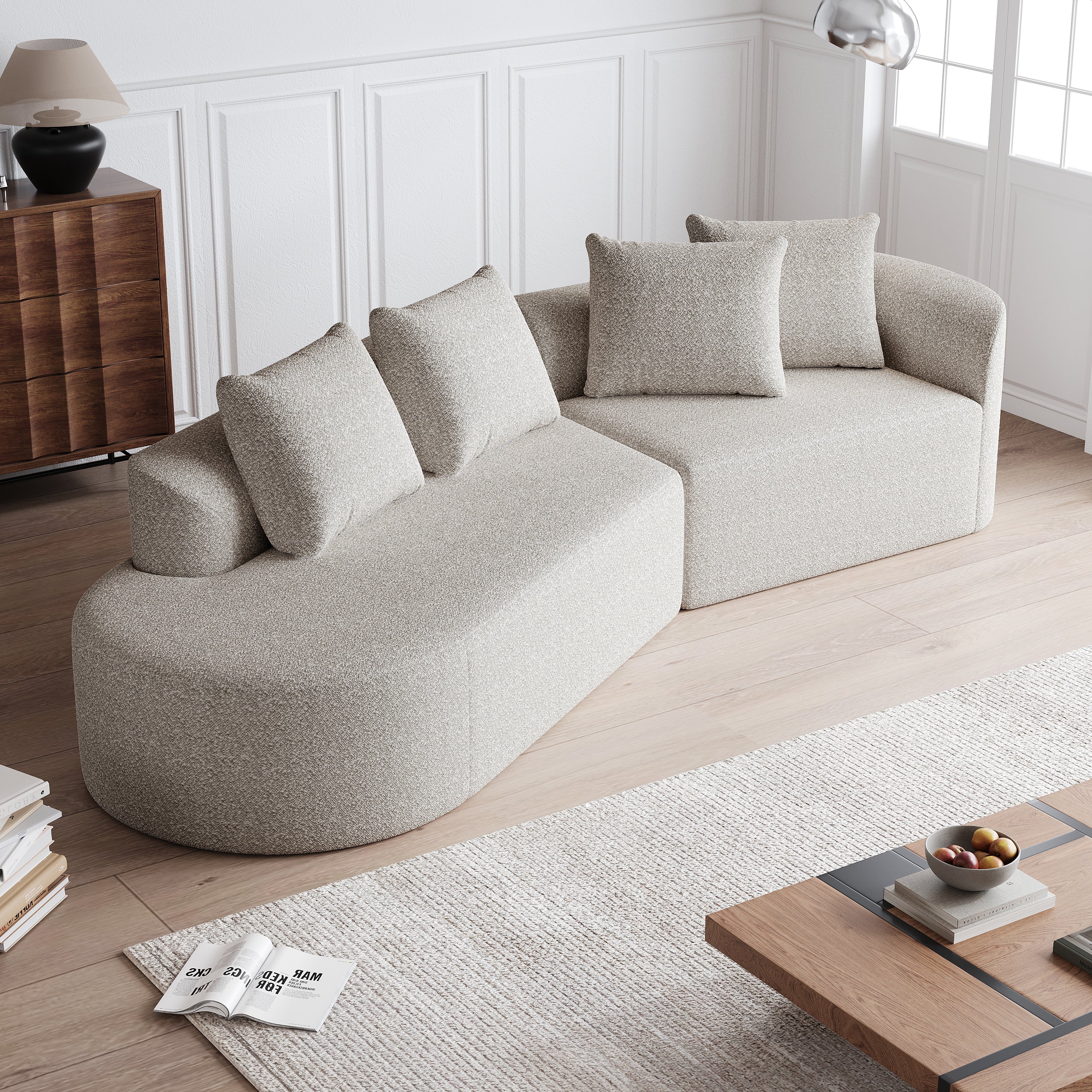 Simi Khaki Chenille 4-Seat Sofa with Luxurious Comfort and Modern Design - MidinMod