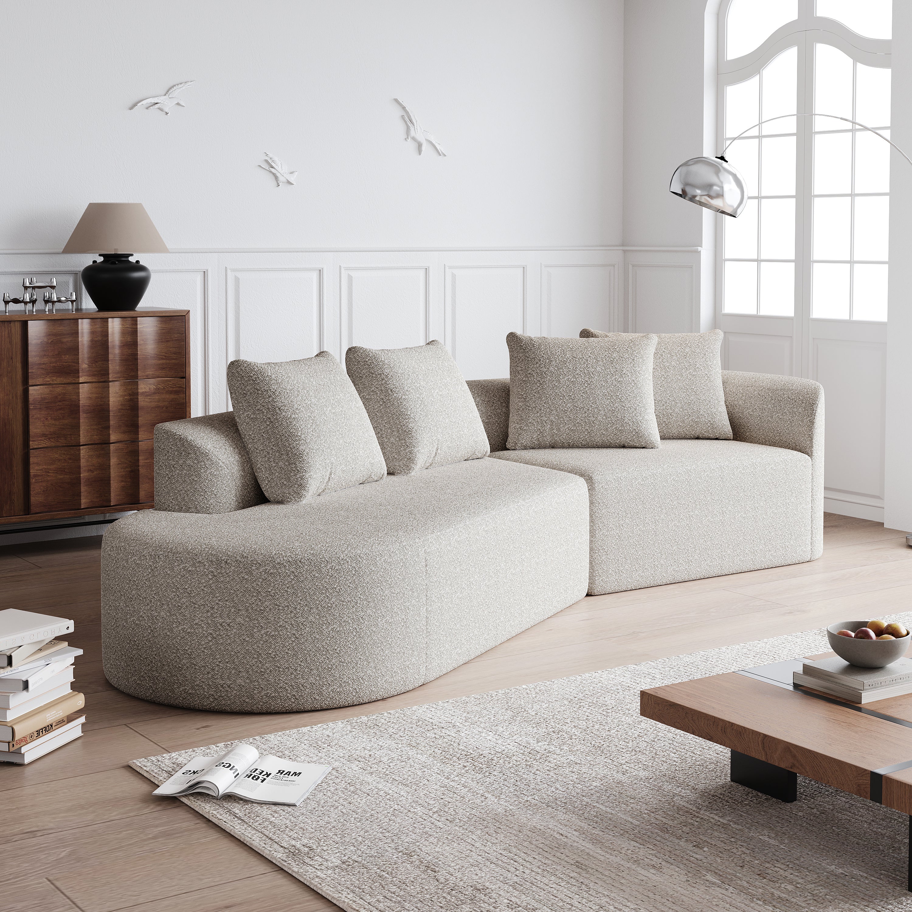 Simi Khaki Chenille 4-Seat Sofa with Luxurious Comfort and Modern Design - MidinMod
