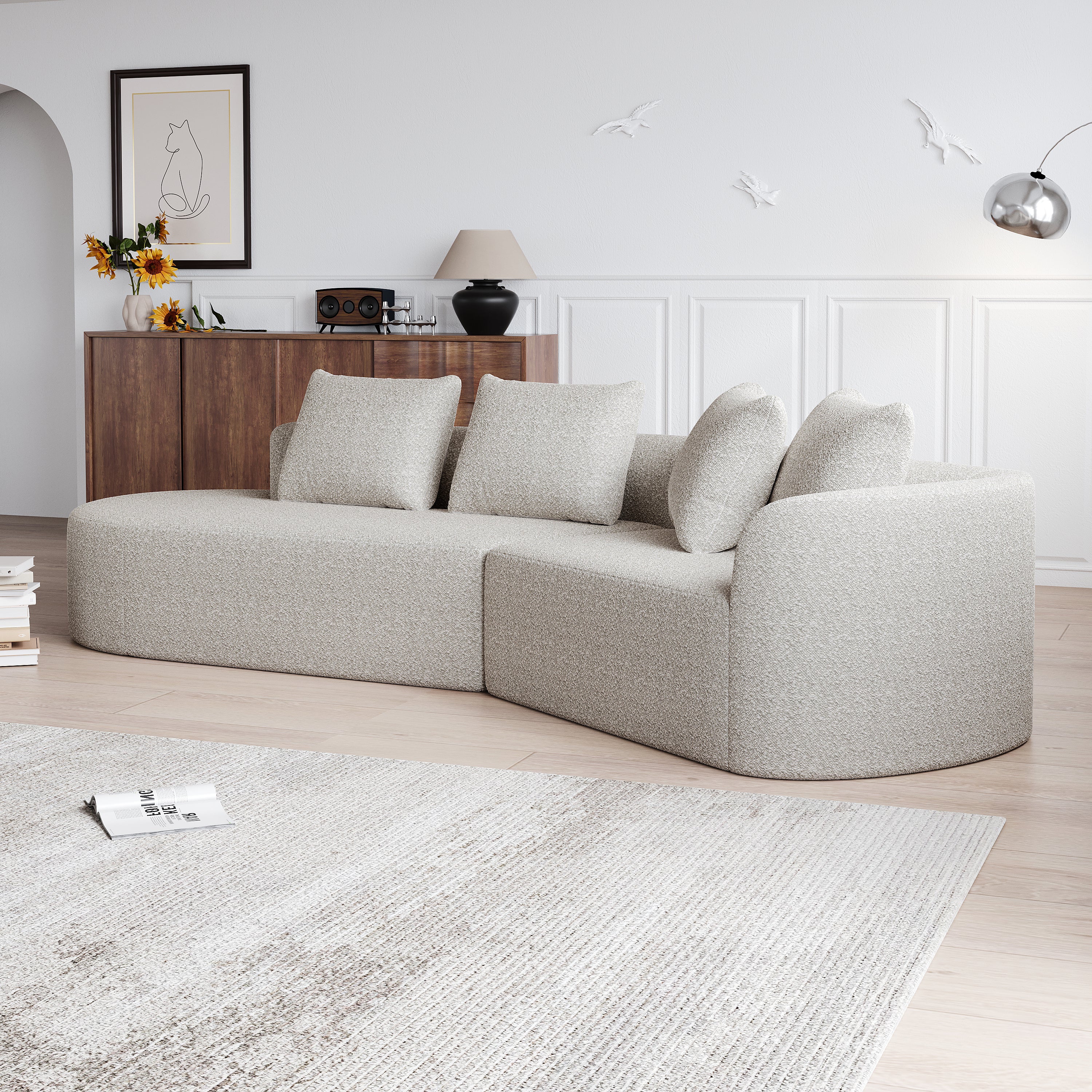 Simi Khaki Chenille 4-Seat Sofa with Luxurious Comfort and Modern Design - MidinMod