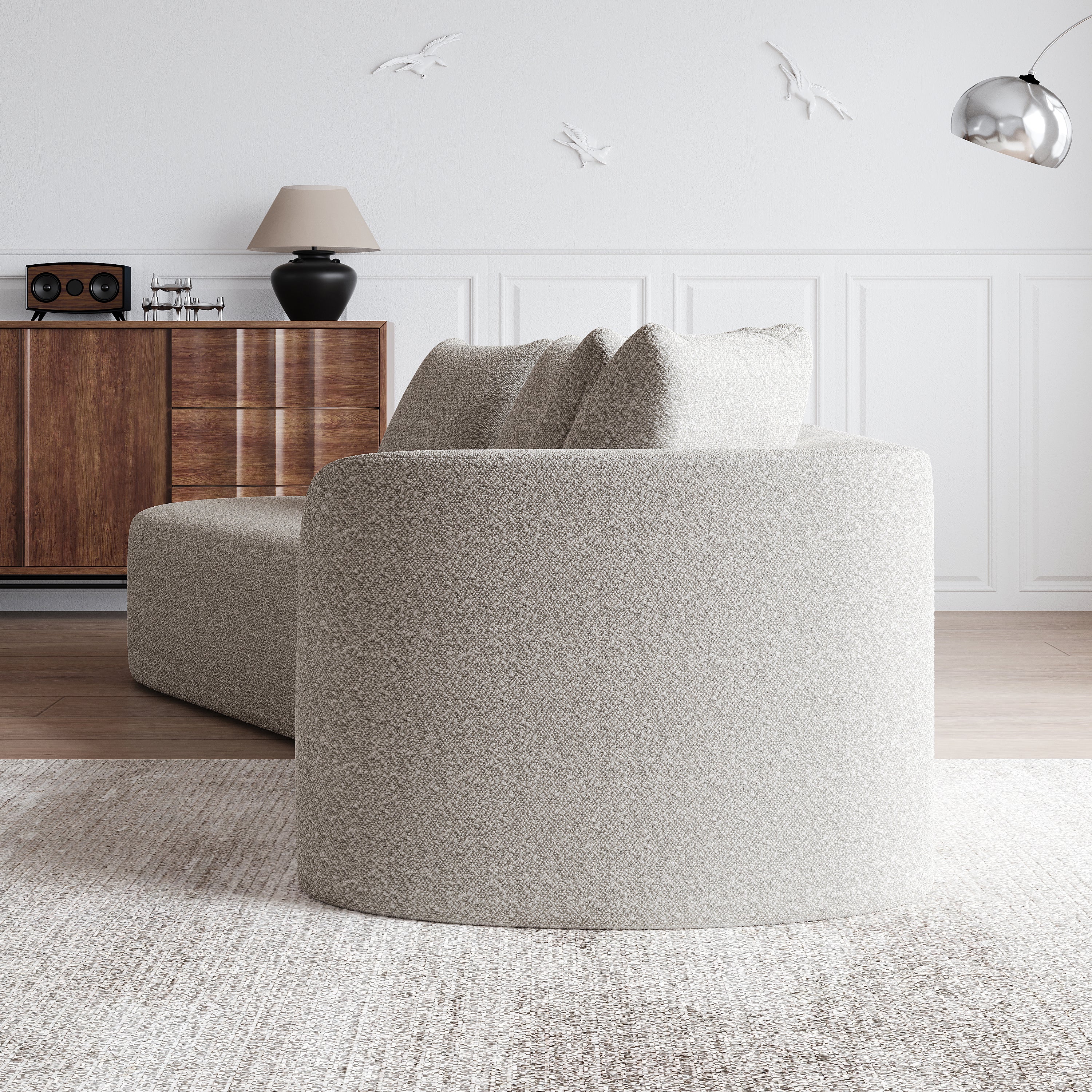 Simi Khaki Chenille 4-Seat Sofa with Luxurious Comfort and Modern Design - MidinMod