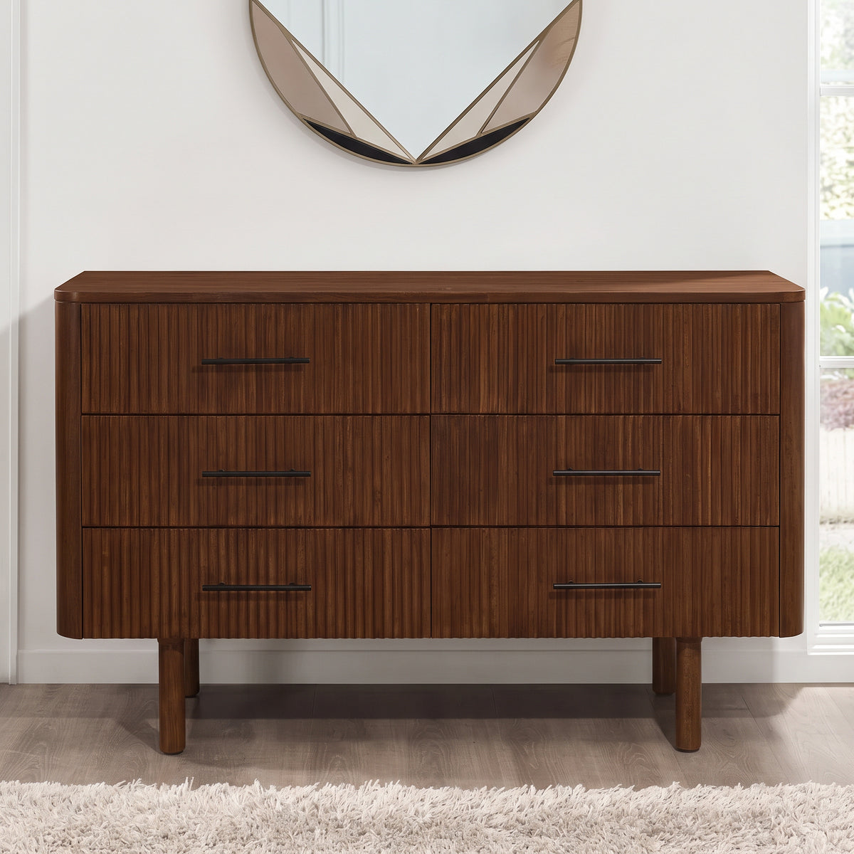 Stanley 6-Drawer Mid-Century Modern Walnut Wood Dresser | MidinMod