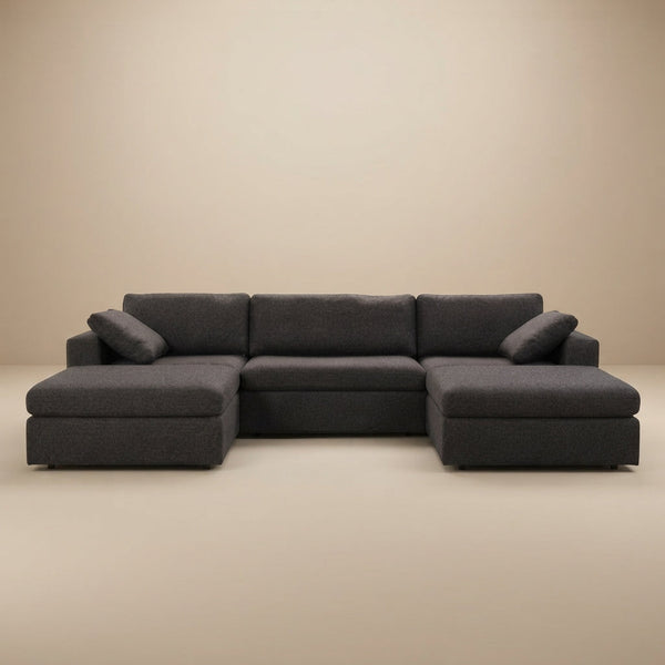 Texas Dark Gray Modern Modular 5-Piece Sofa With Two Ottoman | MidinMod