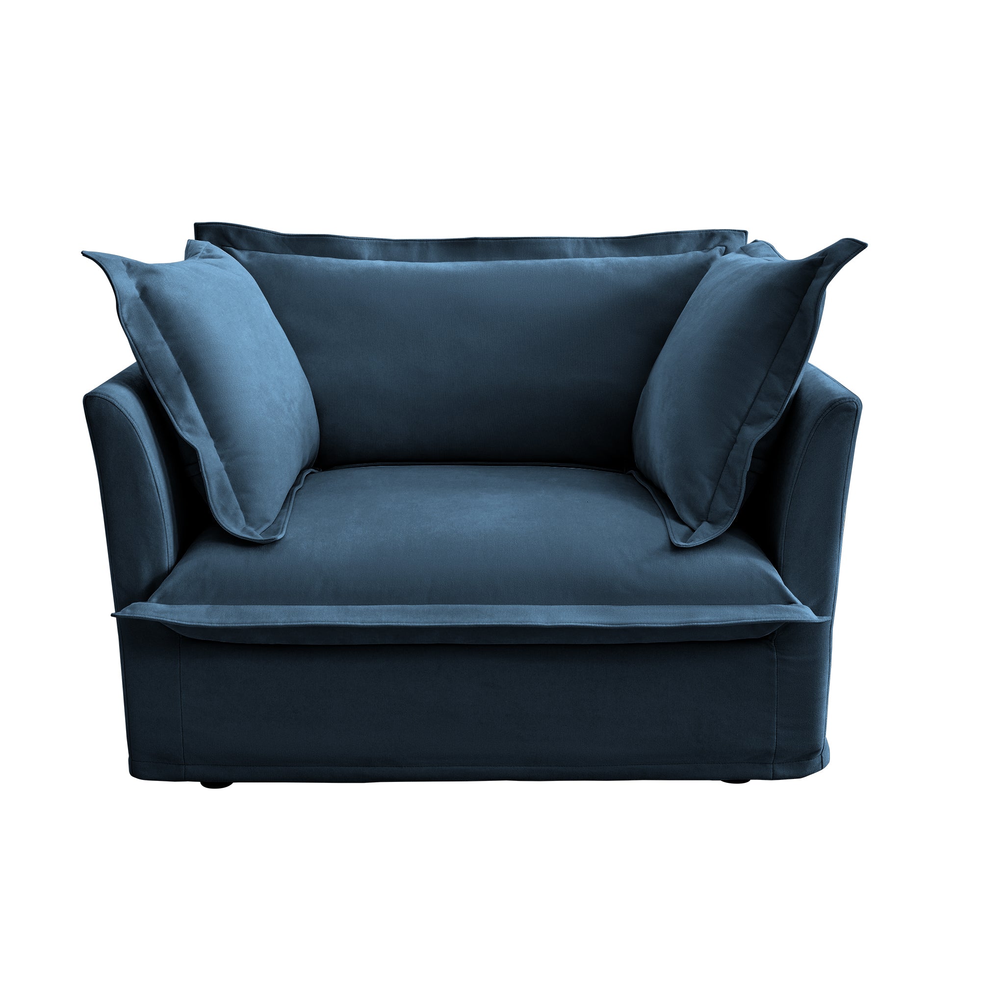 Ticova Modern Blue Chenille Accent Chair with Deep Cushion and High Back - MidinMod