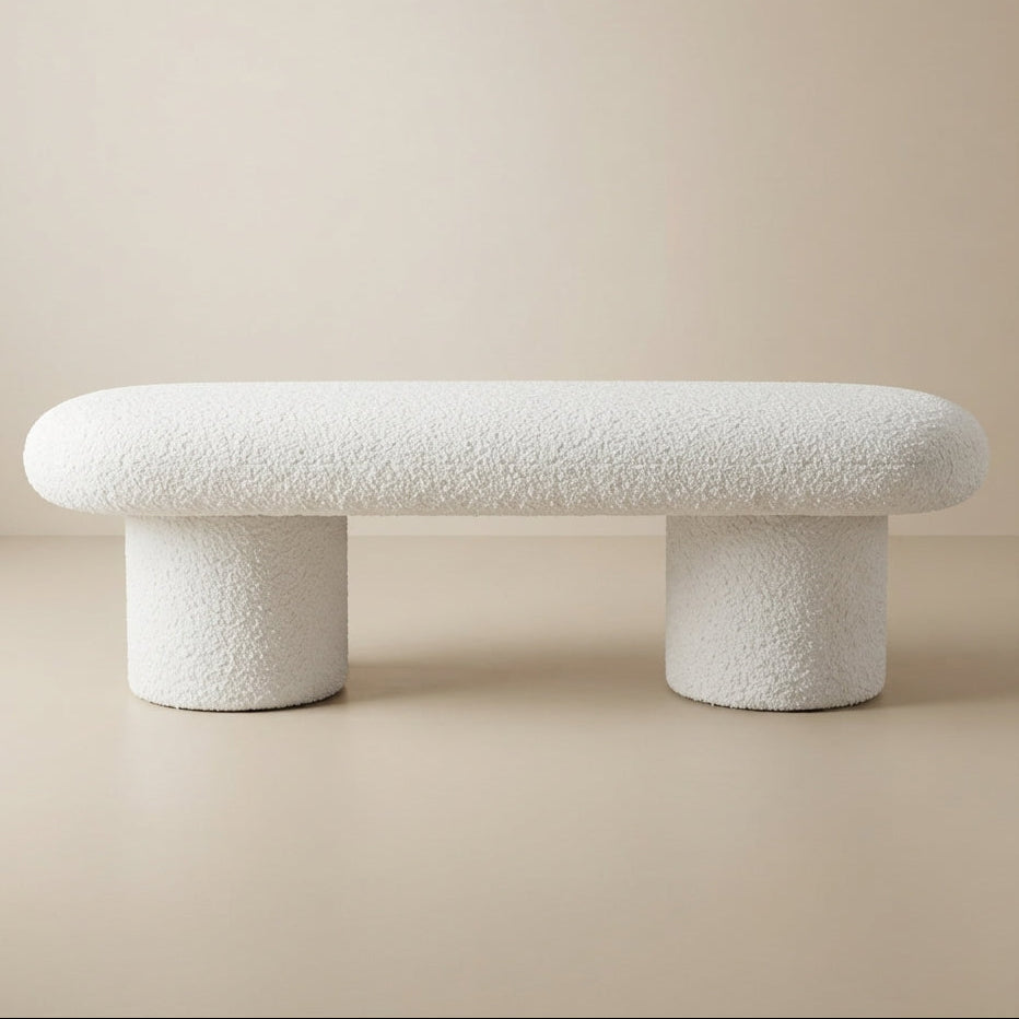 Tulia Modern Japandi Ivory Boucle Bench | MidinMod