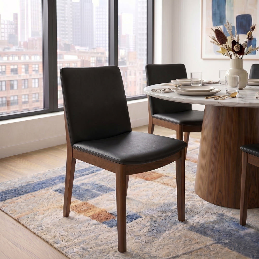 Virginia Mid-Century Modern Scandinavian Dining Chair with Vegan Leather Upholstery | MidinMod