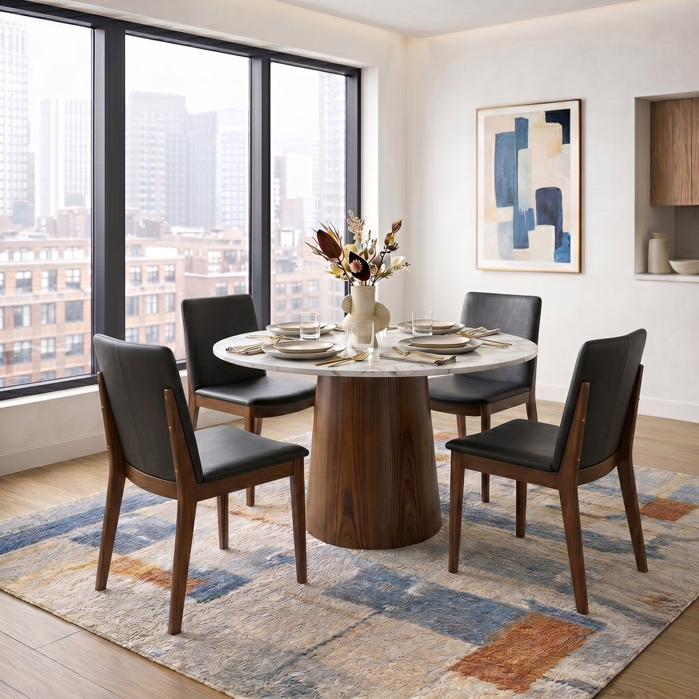Virginia Mid-Century Modern Scandinavian Dining Chair with Vegan Leather Upholstery | MidinMod