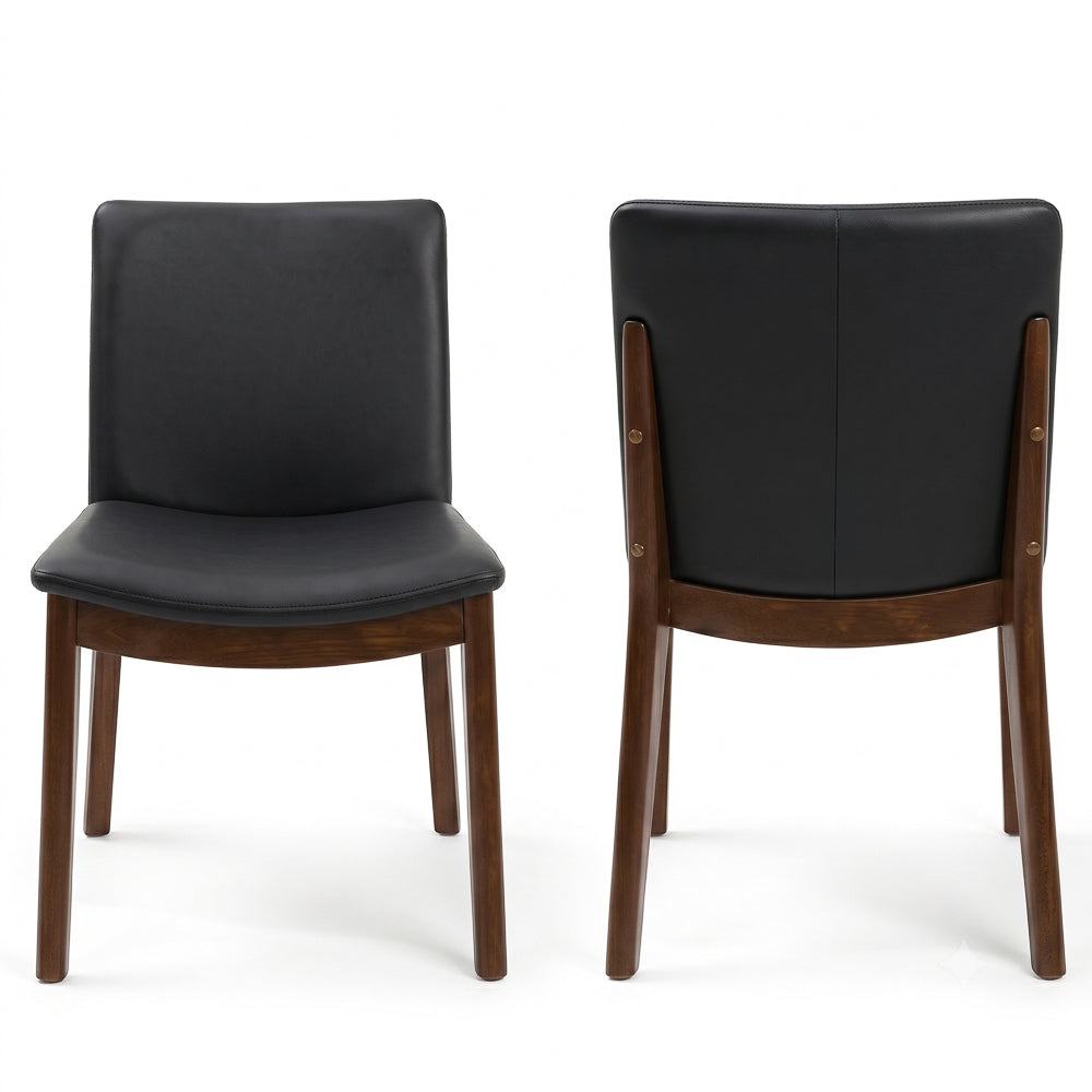 Virginia Mid-Century Modern Scandinavian Dining Chair with Vegan Leather Upholstery | MidinMod