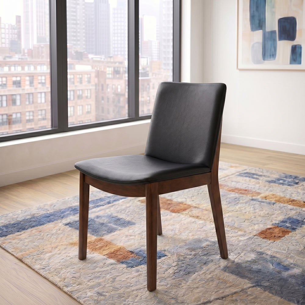 Virginia Mid-Century Modern Scandinavian Dining Chair with Vegan Leather Upholstery | MidinMod