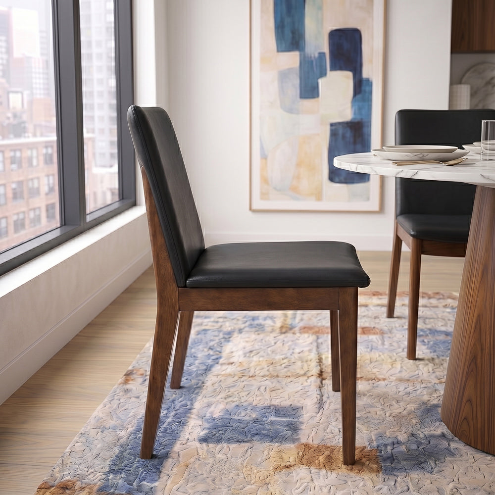 Virginia Mid-Century Modern Scandinavian Dining Chair with Vegan Leather Upholstery | MidinMod
