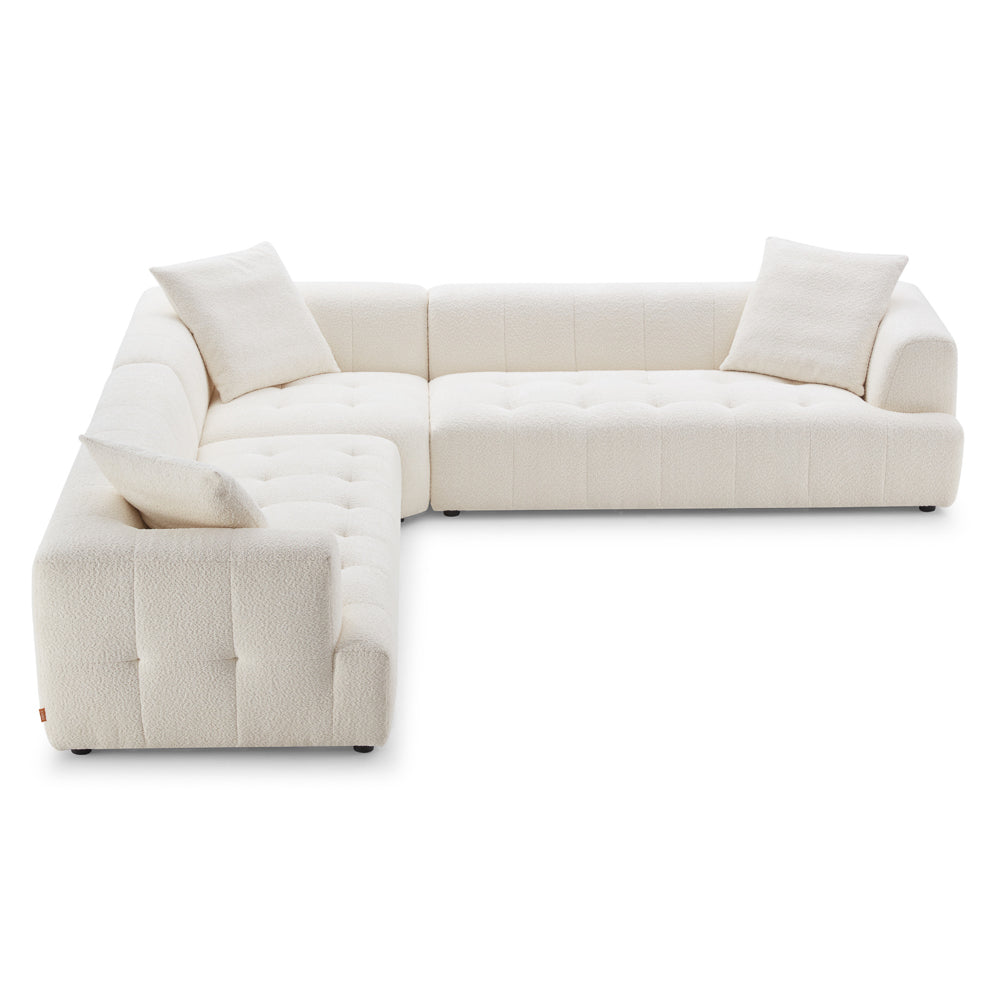 Wade Mid-Century Modern Ivory Boucle Corner Sectional Sofa | MidinMod