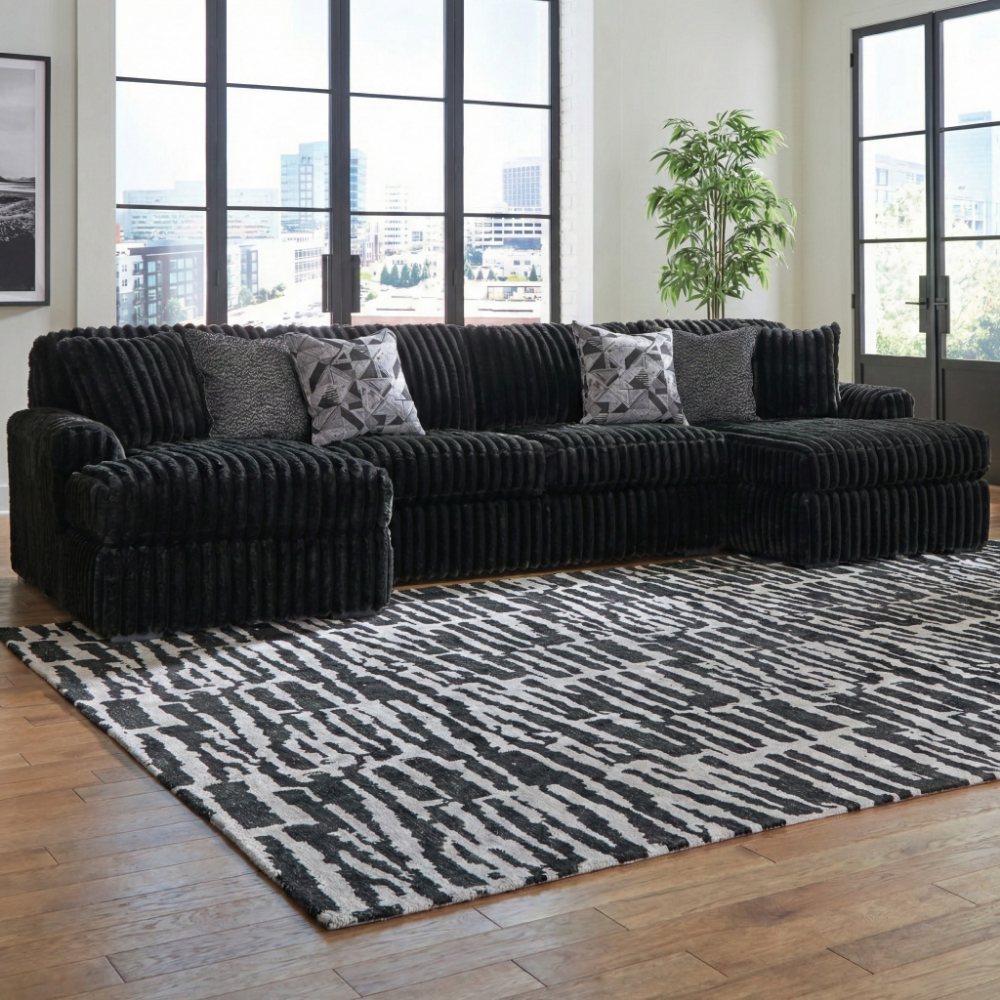 Midnight-Madness 3-Piece Sectional with Chaise - Double Chaise