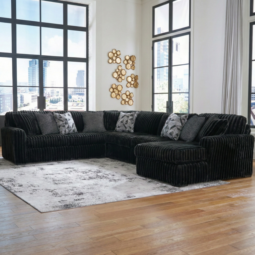 Midnight-Madness 4-Piece Sectional with Right Chaise