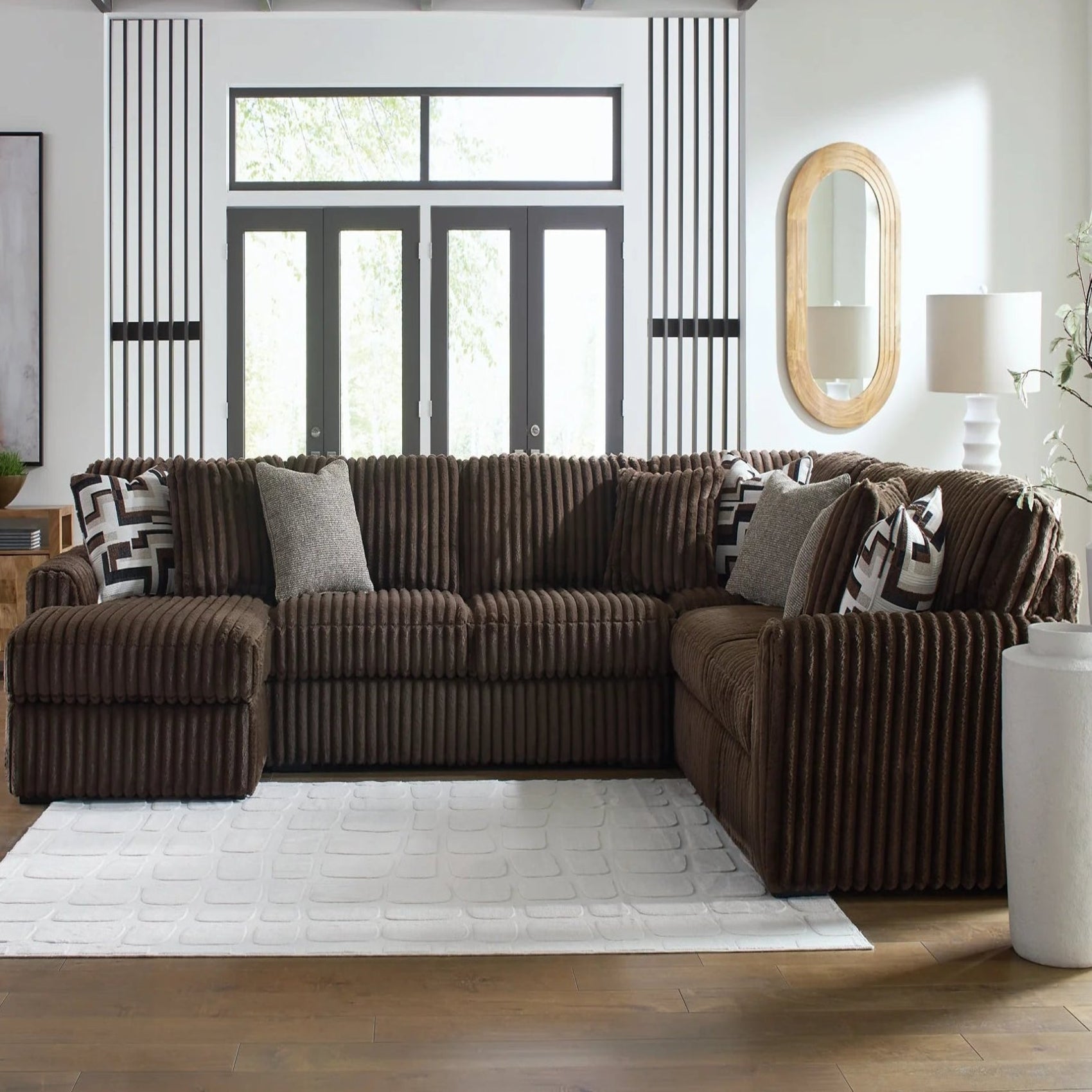 Midnight-Madness 5-Piece Sectional with Left Chaise - Brown