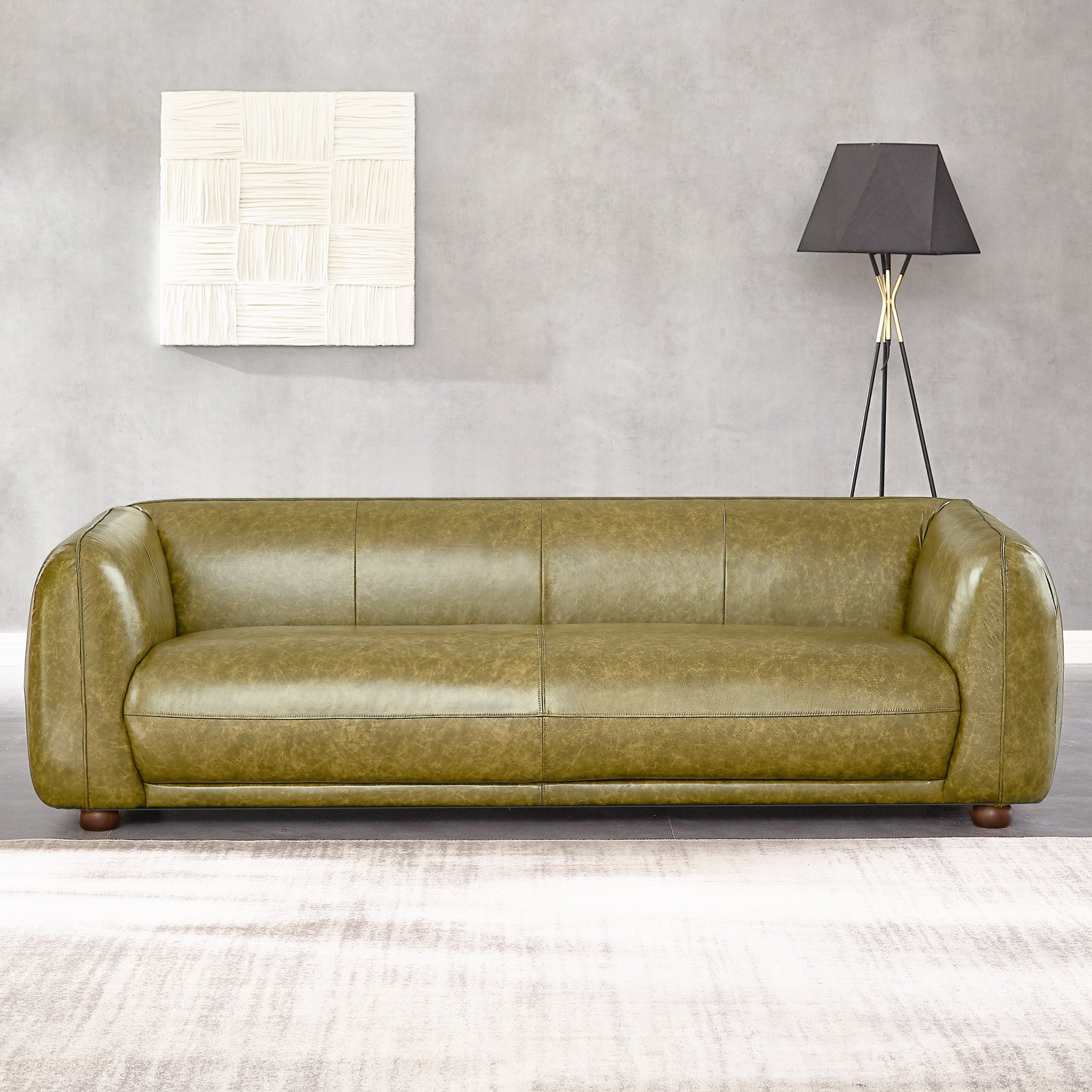 Miller Green Leather Sofa - MidinMod