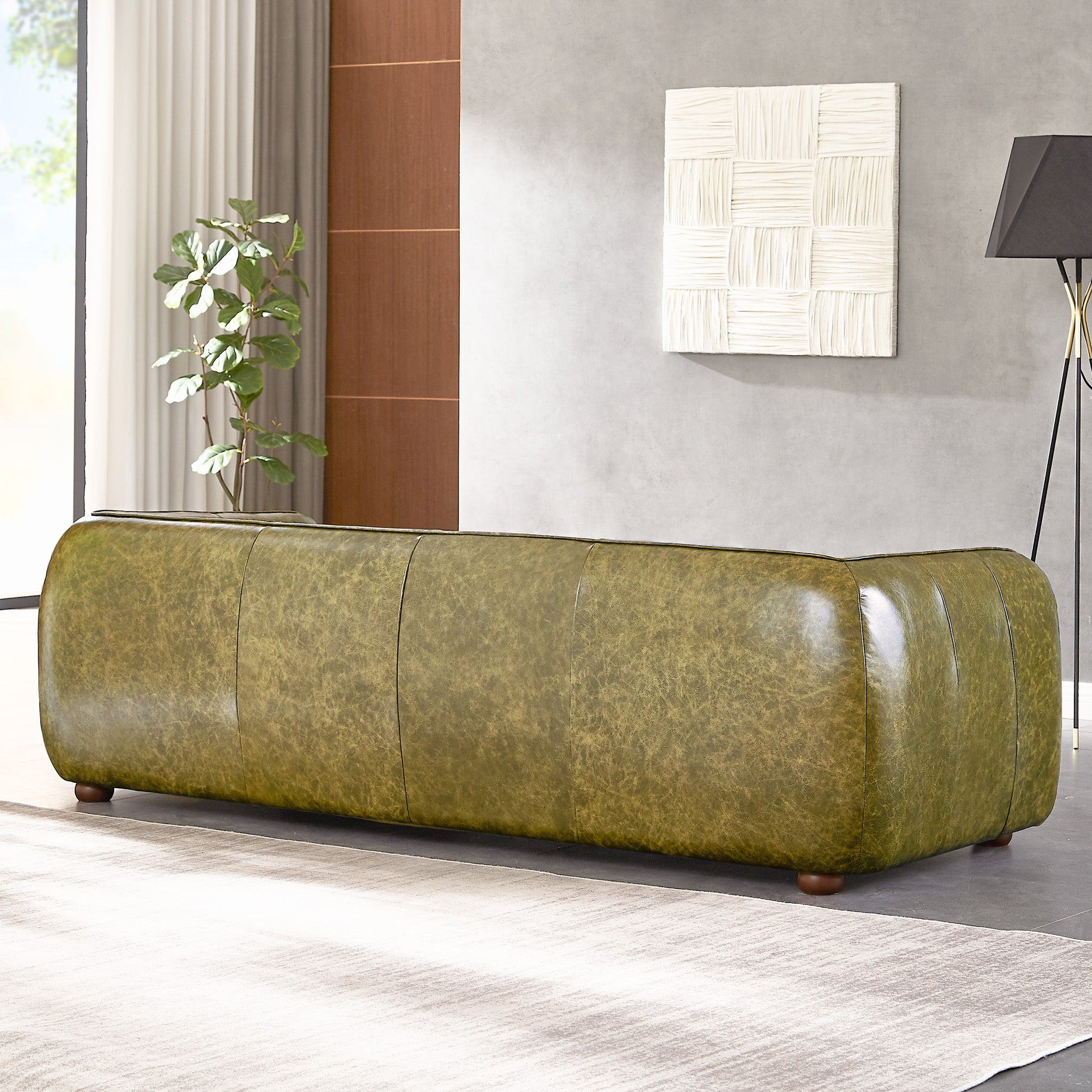 Miller Green Leather Sofa - MidinMod