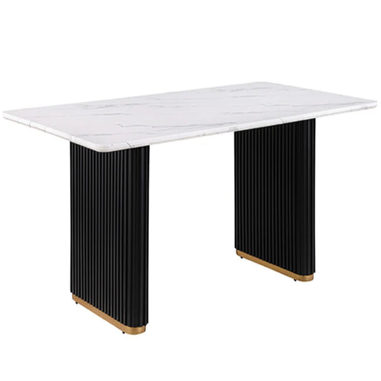 Minden Black and White Dining Table | Contemporary Rectangular Trestle Dining Table | MidinMod