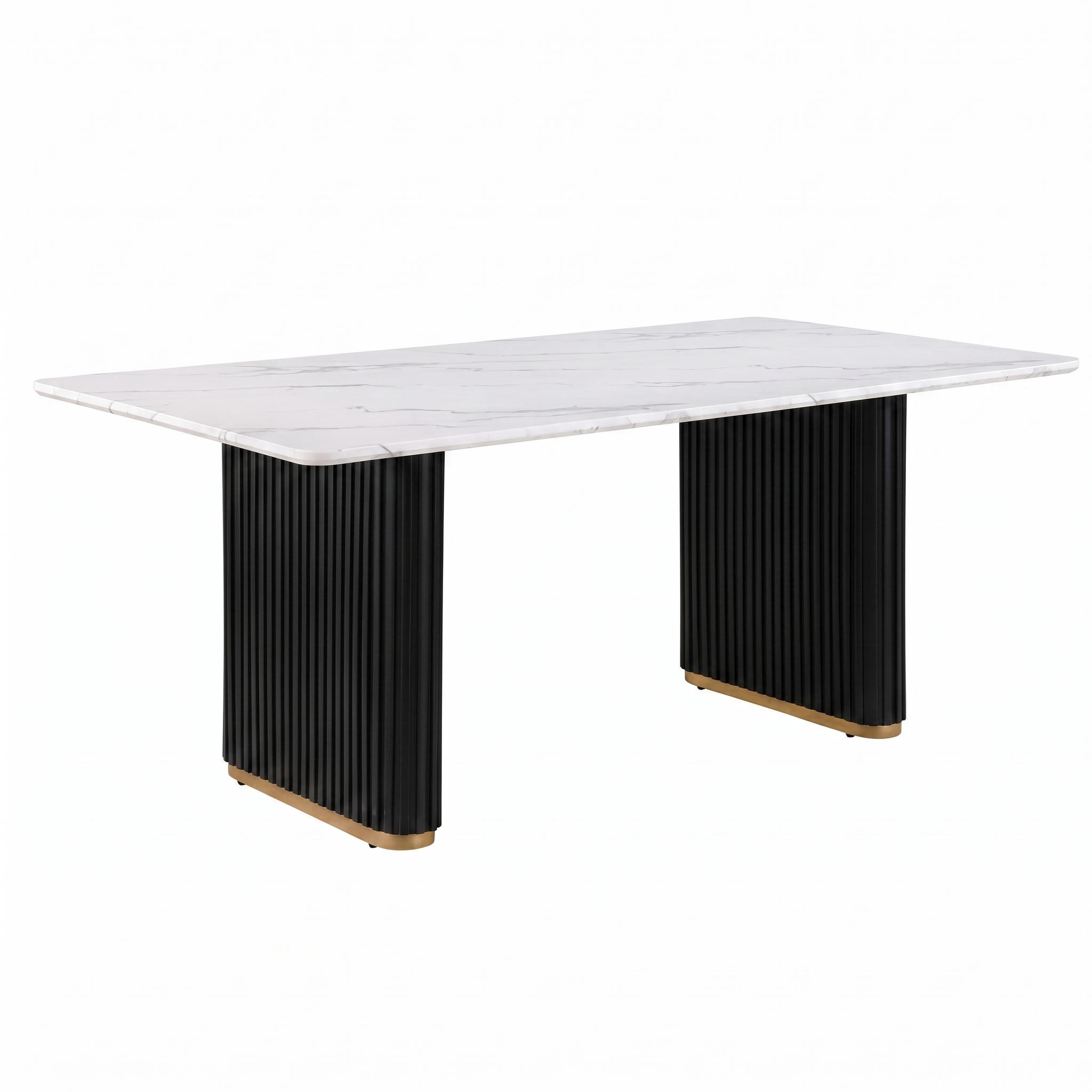 Minden Black and White Dining Table | Contemporary Rectangular Trestle Dining Table | MidinMod