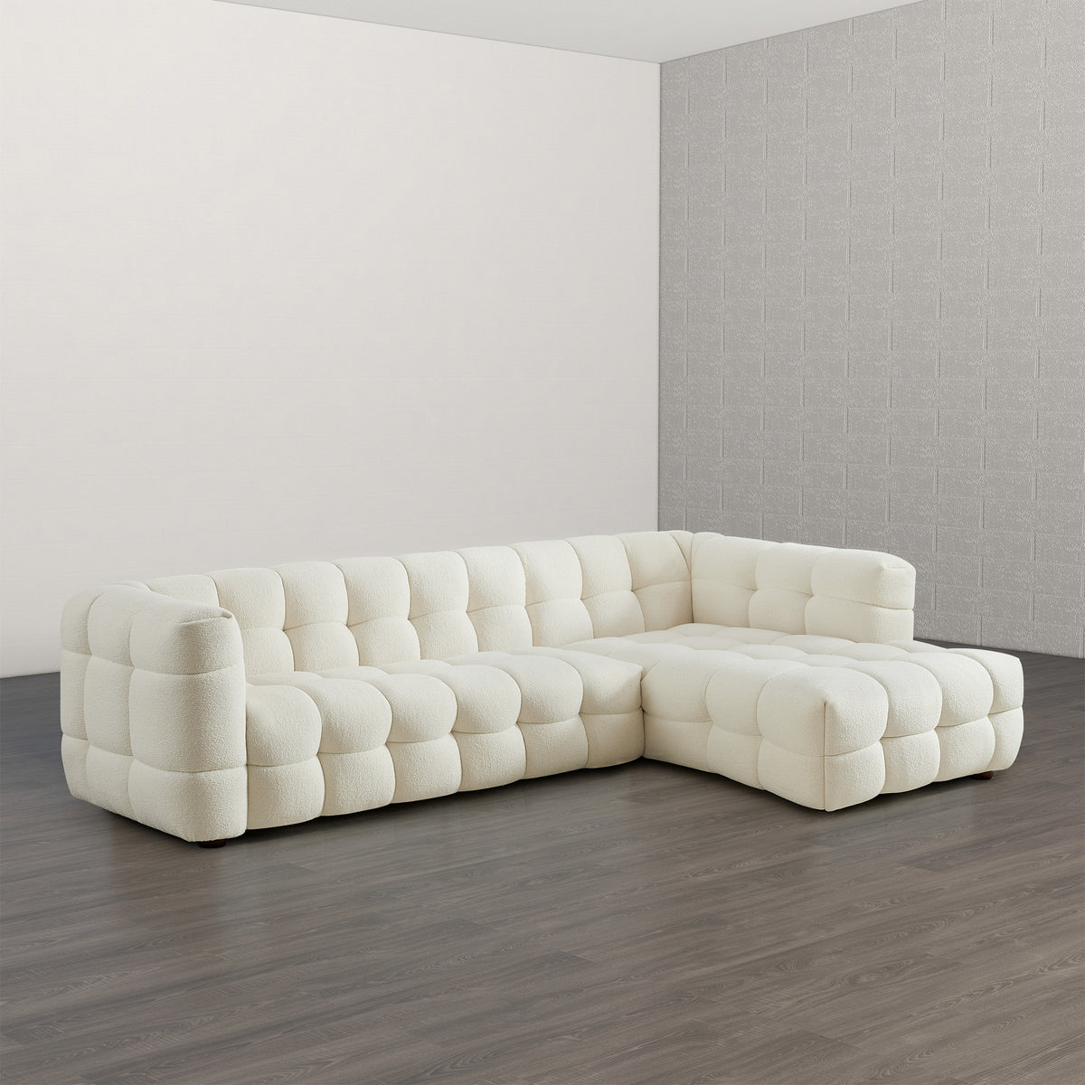 Mirage Sectional Right Cream Boucle Sofa
