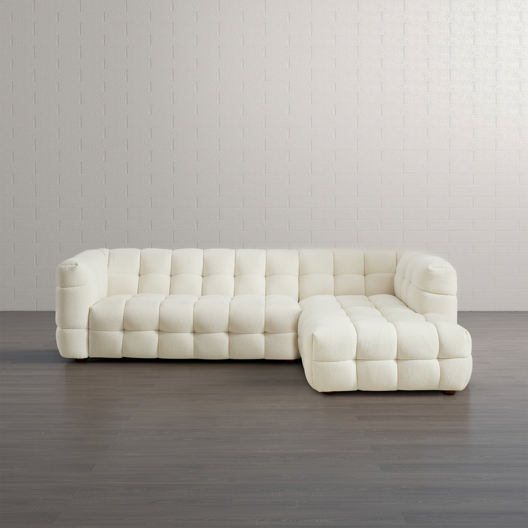 Mirage Sectional Right Cream Boucle Sofa - MidinMod