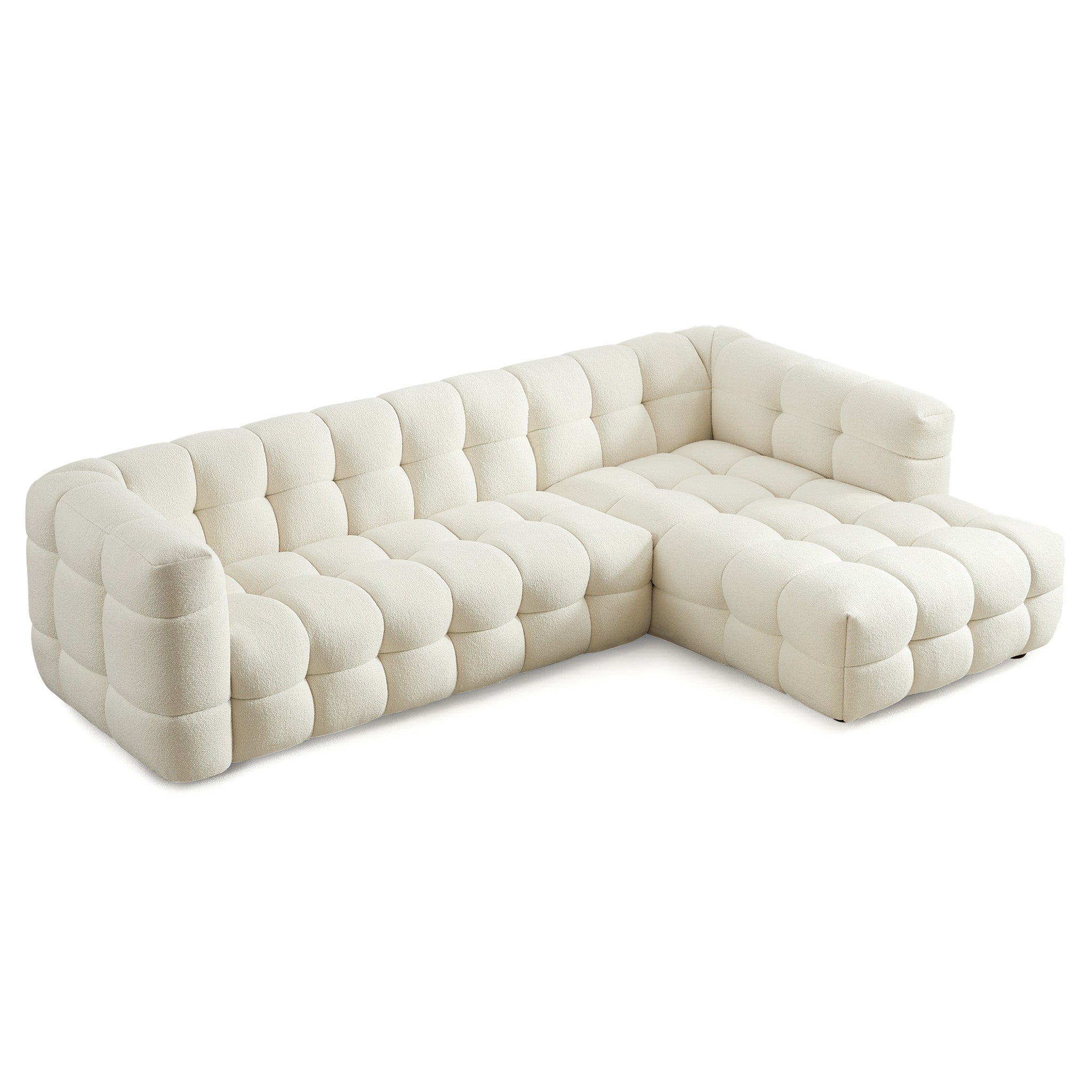 Mirage Sectional Right Cream Boucle Sofa - MidinMod