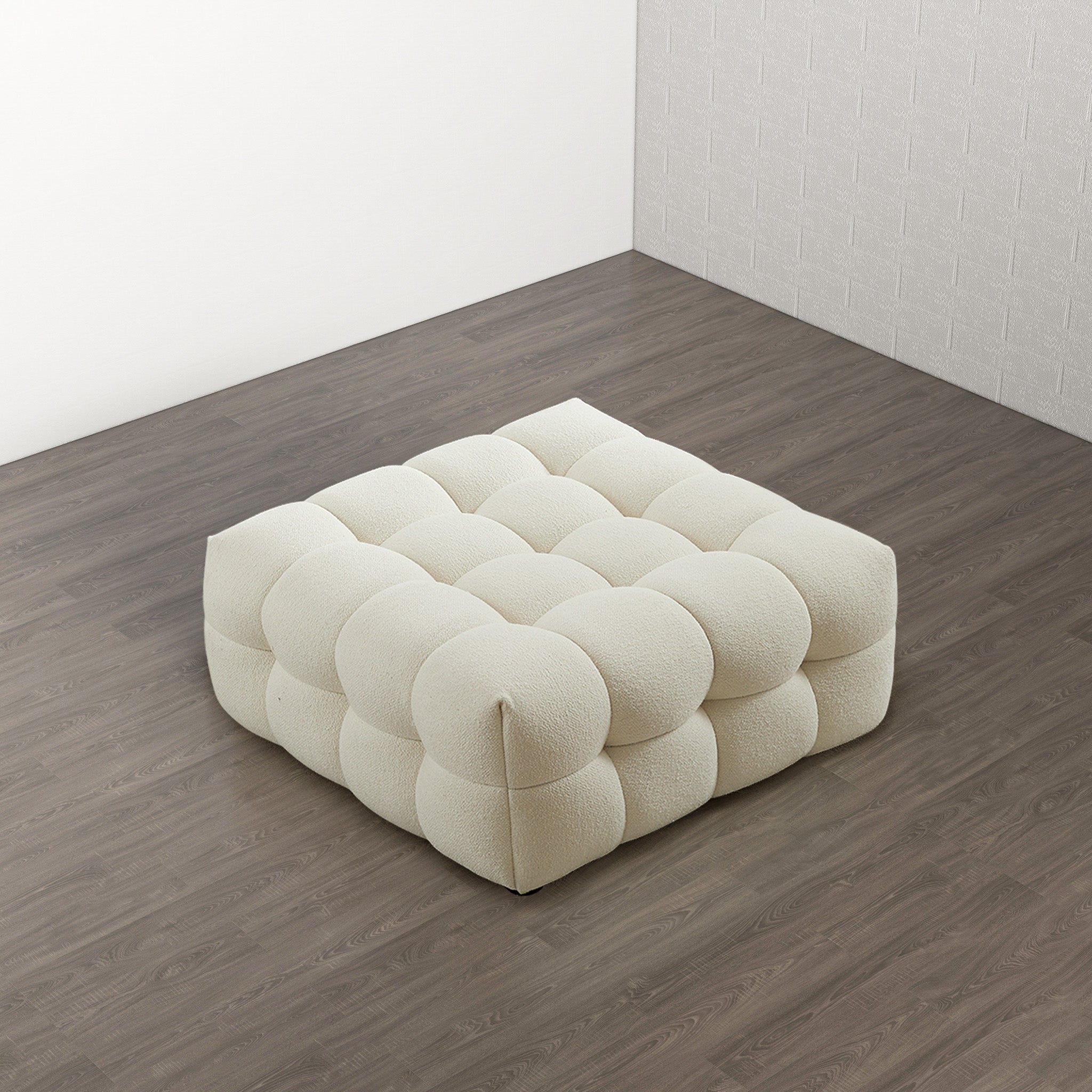 Mirage Cream Boucle Ottoman - MidinMod