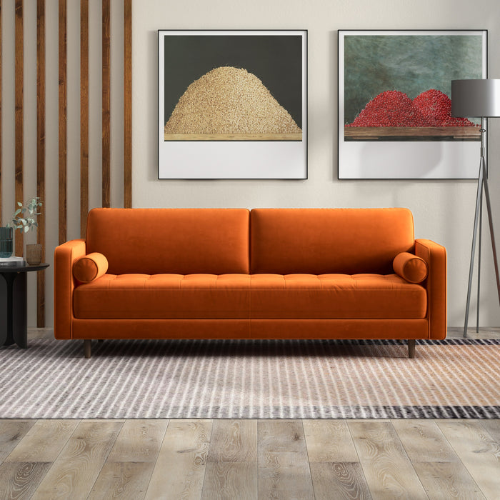 Daphne Modern Sofa (Burnt Orange - Velvet)