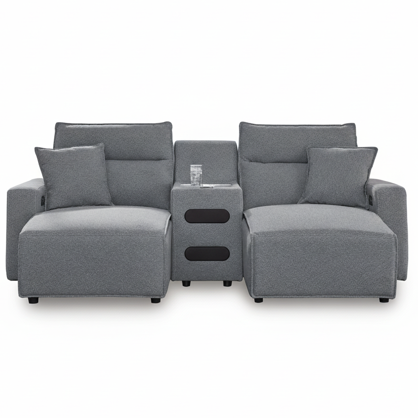 Modmax II 3-Piece Power Reclining Sectional | Modern Double Chaise with Wireless Audio Console | MidinMod