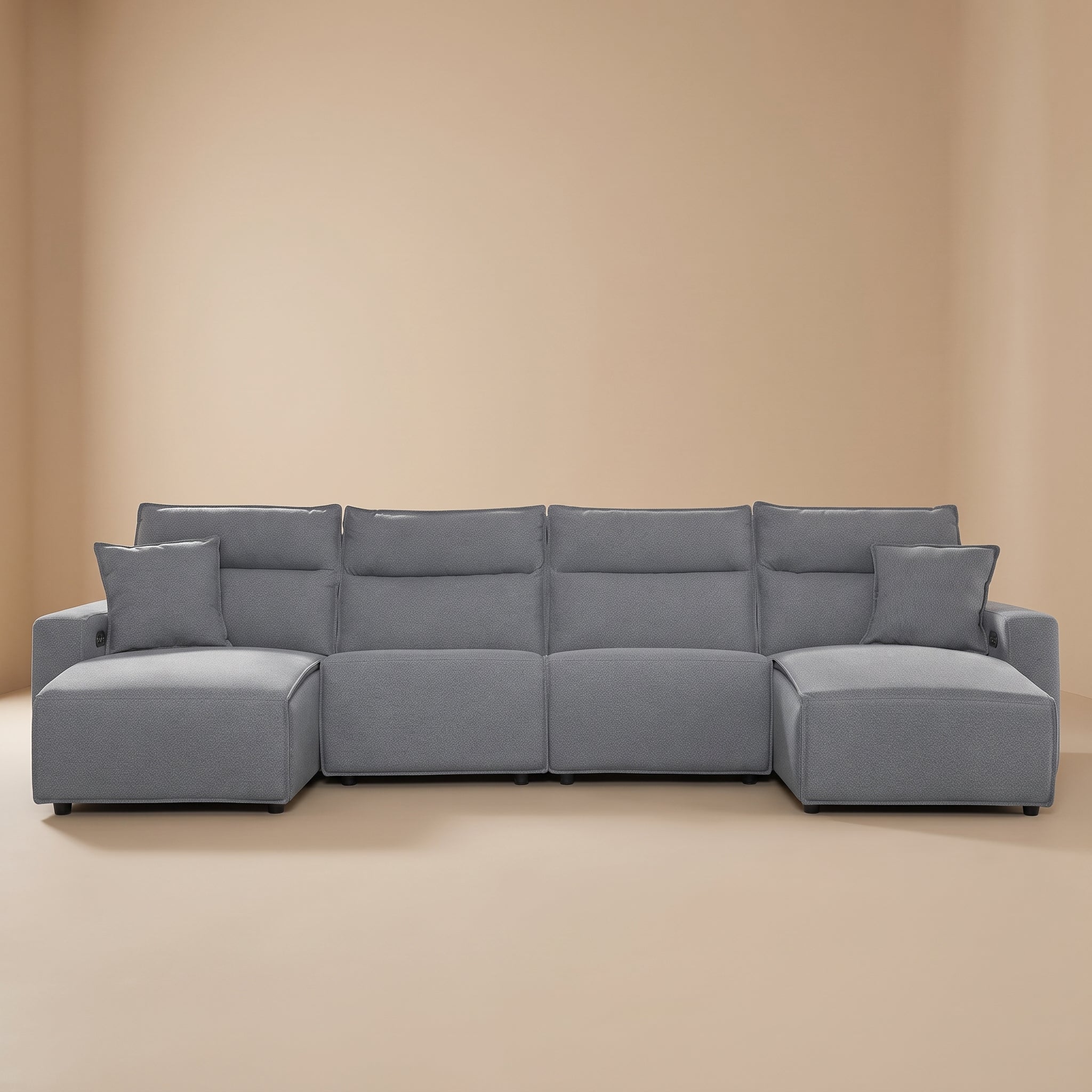Modmax II Grey 4-Piece Power Reclining Sectional with Double Chaise
