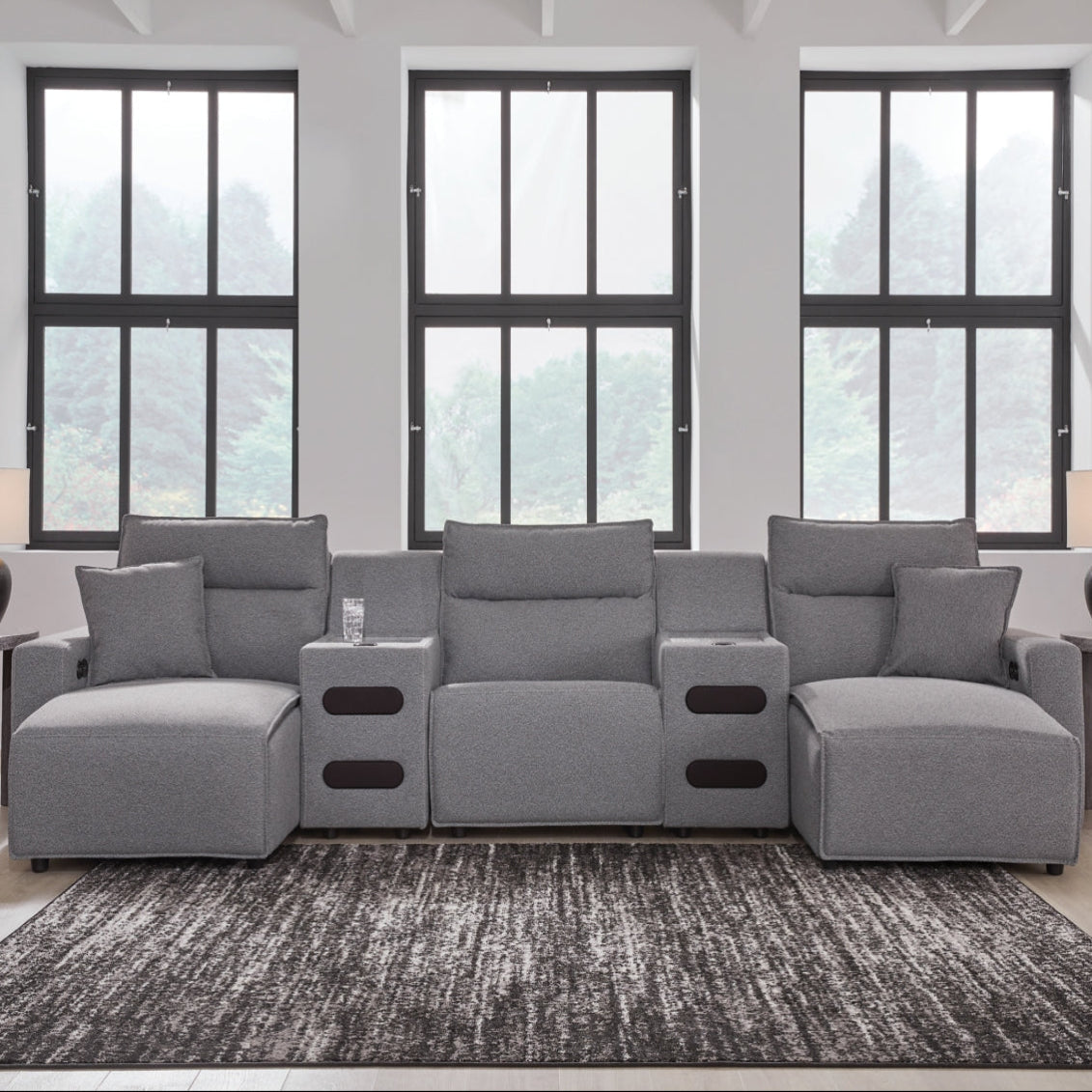 Modmax II 5-Piece Power Reclining Sectional | Modular Double Chaise with Wireless Audio | MidinMod